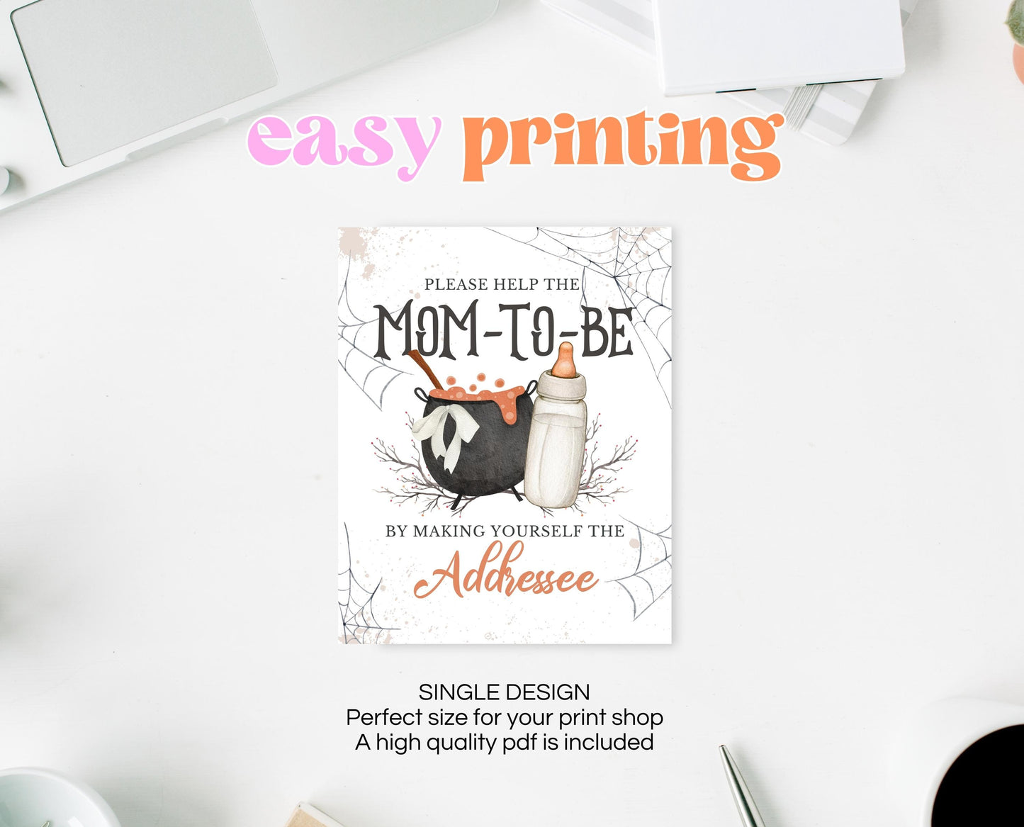 Envelope Station Sign Halloween Baby Shower, Halloween Baby Shower Addressee Sign, Printable Halloween Sign, A Baby Is Brewing, HBSC01