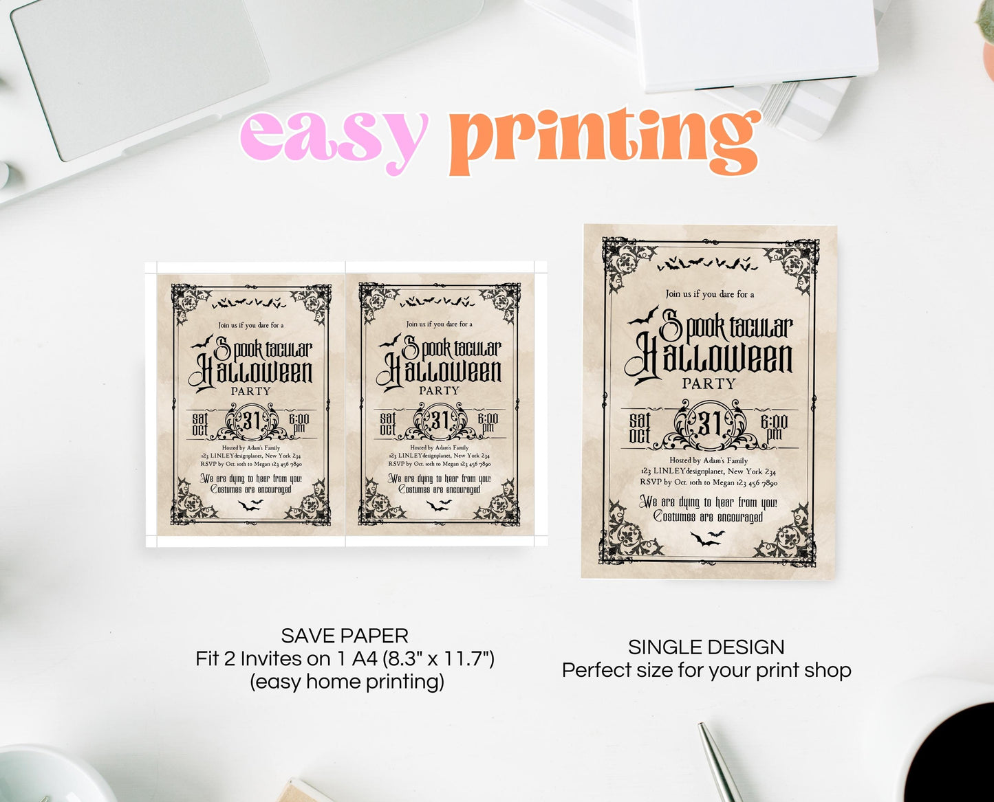 Editable Vintage Halloween Invitation, Vintage Halloween Party Invite, Printable Halloween Birthday Invite, Halloween House Party Invitation