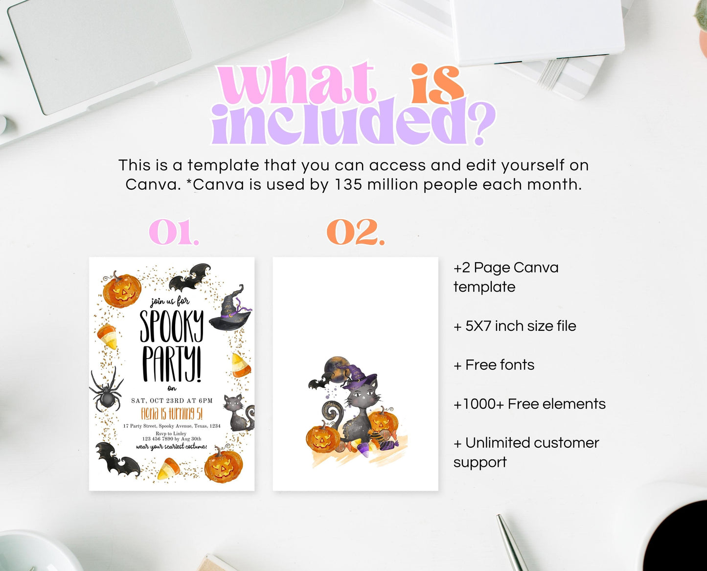 Editable Spooky Party Invitation, Minimal Halloween Invitation, Printable Halloween Candy Invite, Halloween Pumpkin Party Invitation