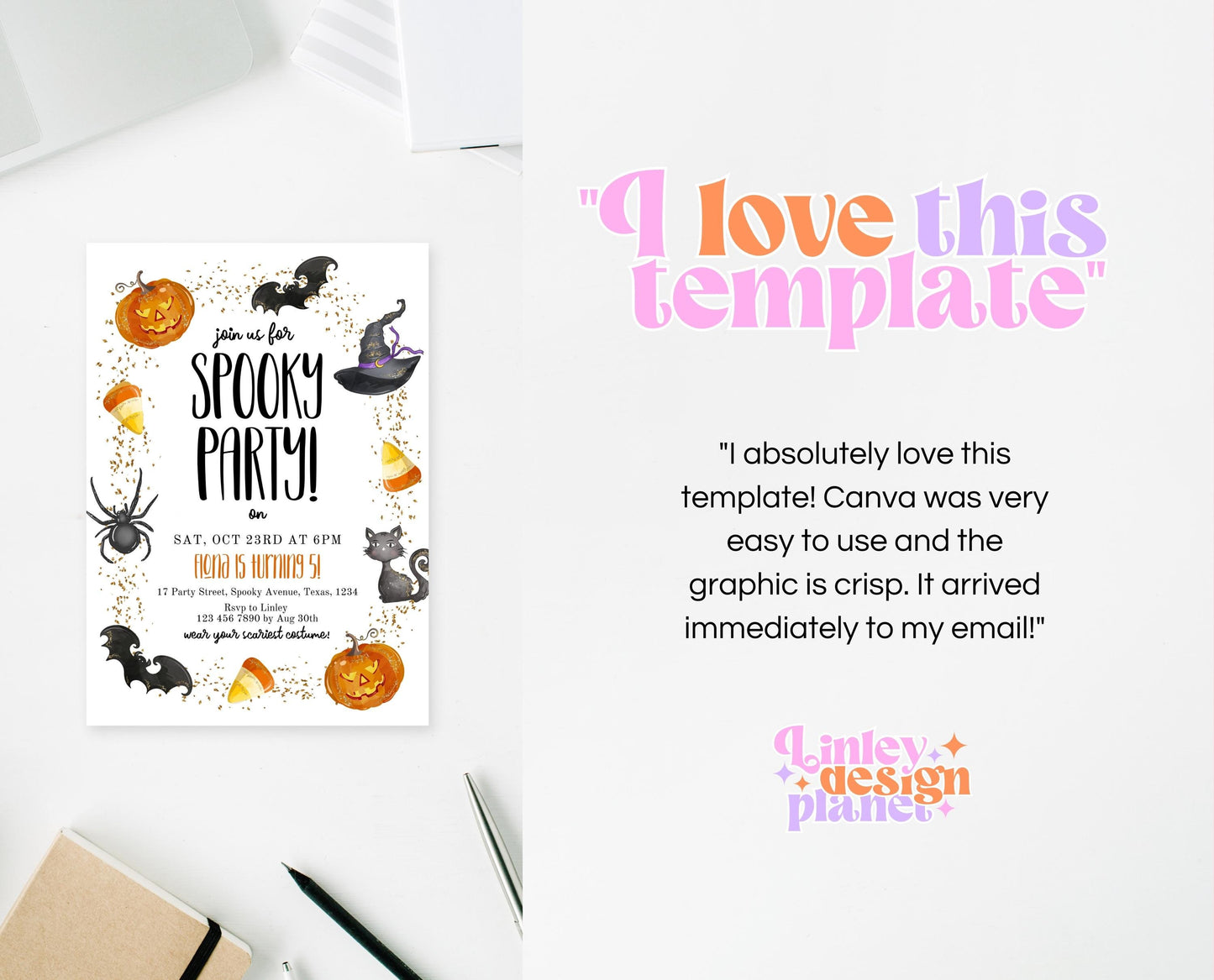 Editable Spooky Party Invitation, Minimal Halloween Invitation, Printable Halloween Candy Invite, Halloween Pumpkin Party Invitation