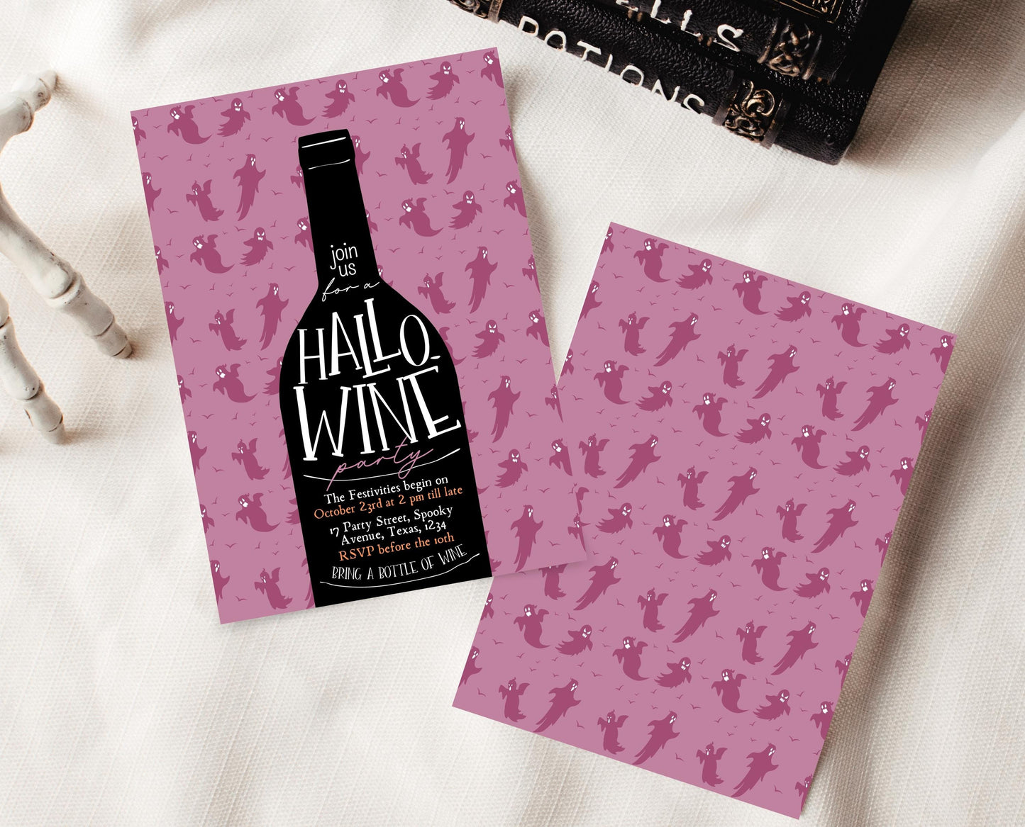Editable Halloween Wine Invitation, Haunted House Party Invite, Hallo-wine, Printable Halloween Alcohol Invite, Halloween House Party Invite
