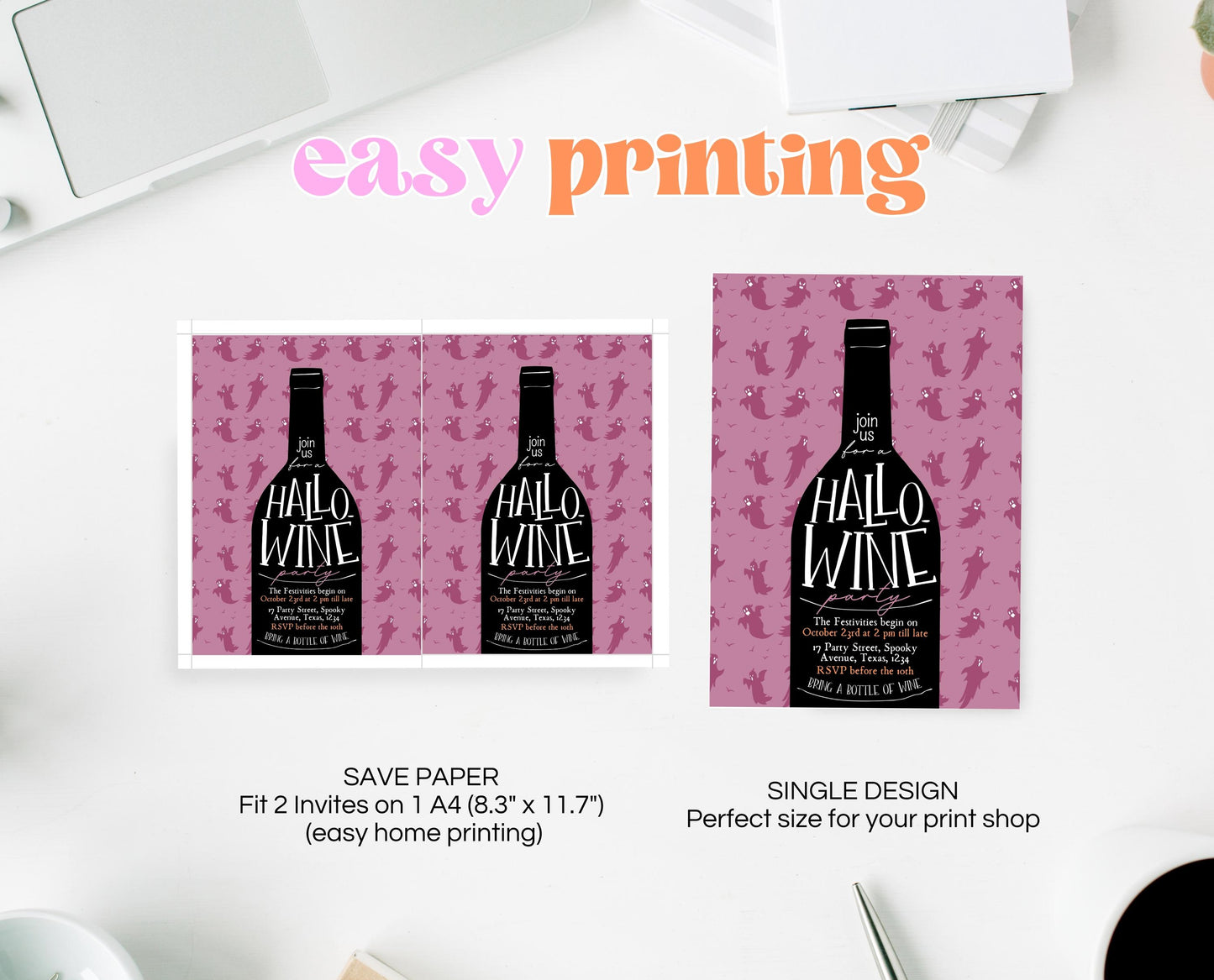 Editable Halloween Wine Invitation, Haunted House Party Invite, Hallo-wine, Printable Halloween Alcohol Invite, Halloween House Party Invite
