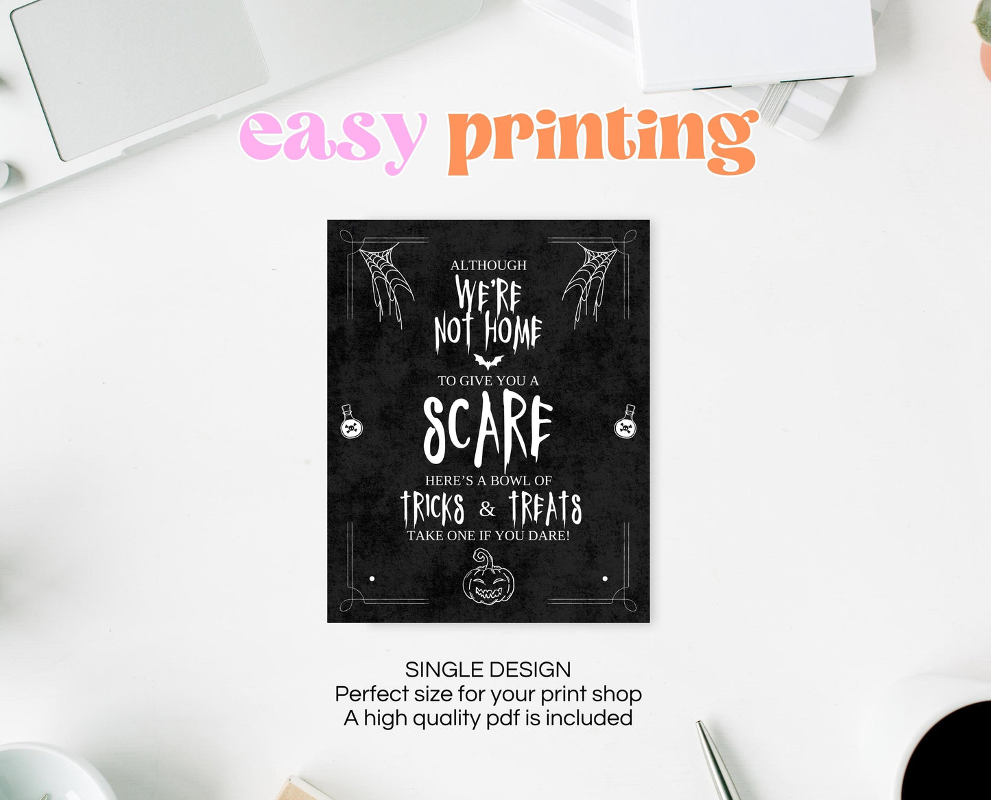 Editable Halloween Trick Or Treat Sign, Halloween Away From Home Sign, Printable Halloween Sign, Please Take One Sign Halloween, Download