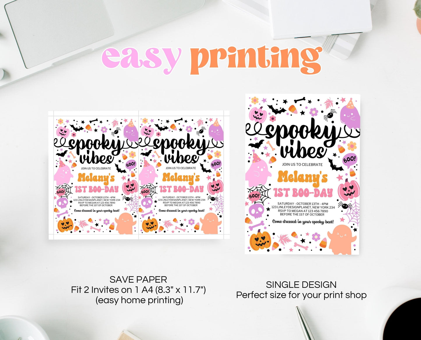 Editable Spooky Vibes Birthday Invitation, Halloween Birthday Invitation, Spooky Invitation, Halloween Invite Template, Printable, PHBP01