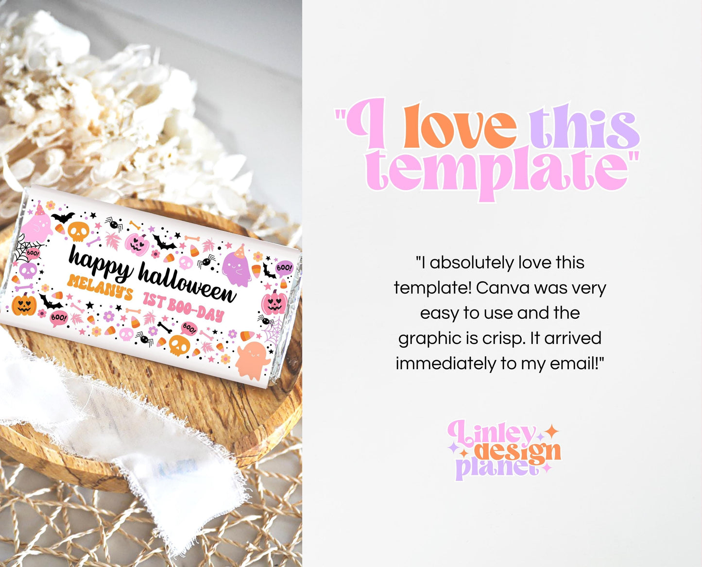Editable Spooky Birthday Chocolate Wrapper, Halloween Birthday Tent Cards, Spooky Candy Wrapper, Halloween Tags Template, Printable, PHBP01