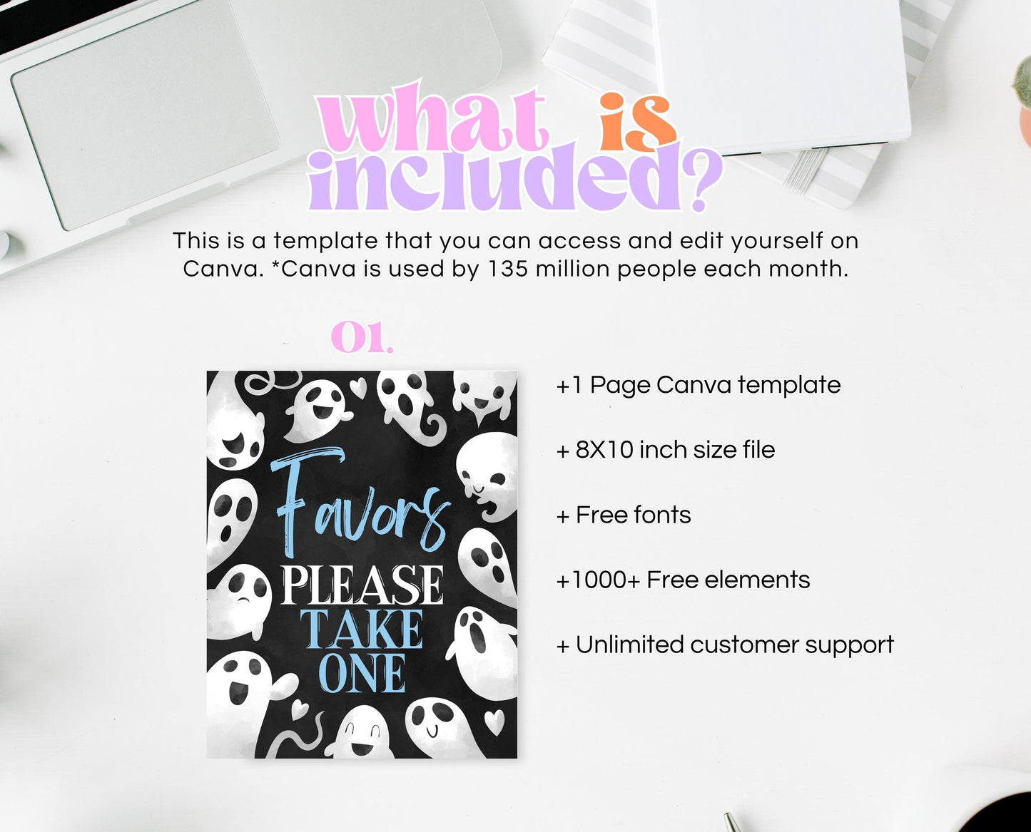 Favors Sign Halloween Baby Shower, Black Halloween Baby Shower Sign, Printable Halloween Sign, Blue Boy Ghost Halloween Baby Shower, HBSC03