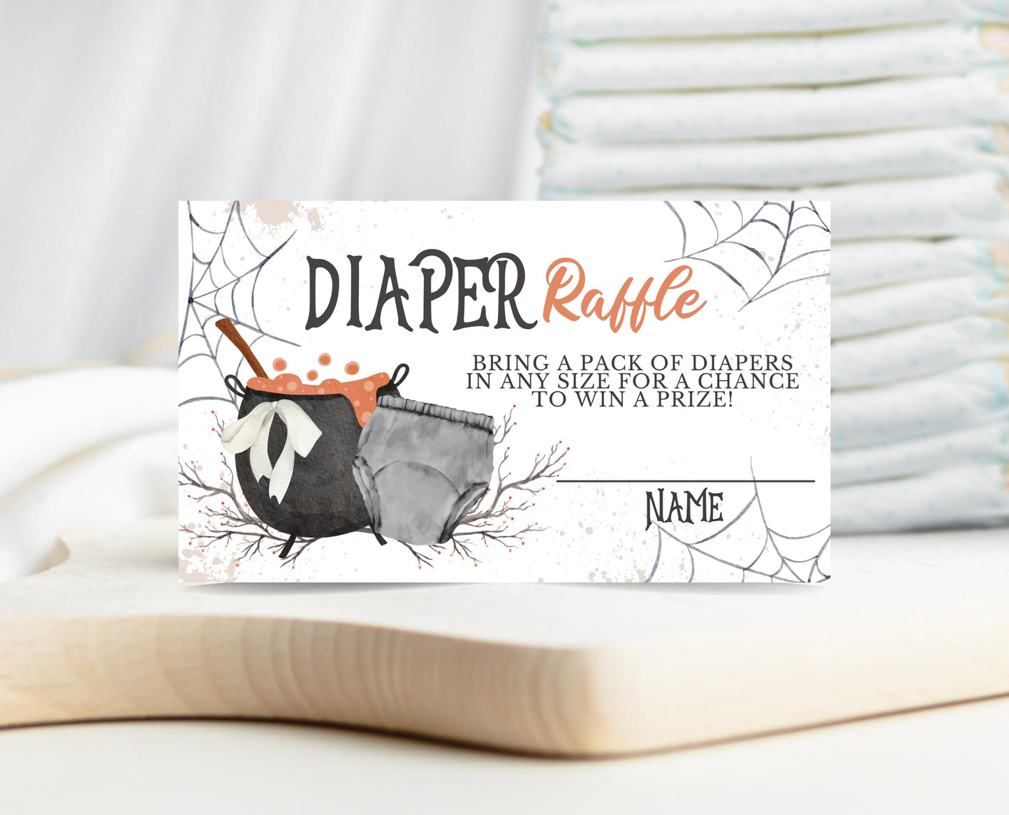 Halloween Diaper Raffle Ticket, Halloween A Baby Is Brewing Baby Shower Game, Halloween Diaper Raffle, Neutral Halloween Baby Shower, HBSC01