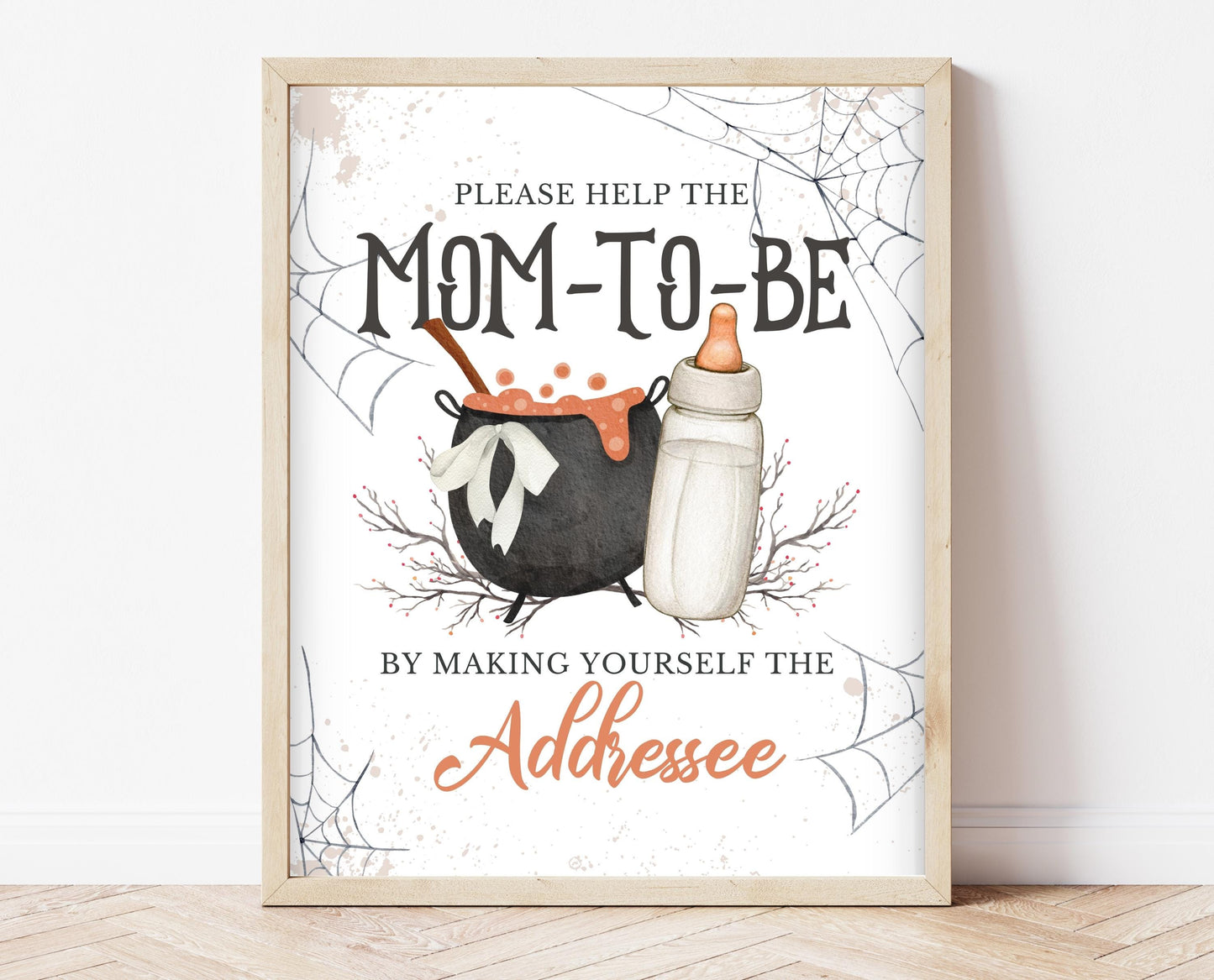 Envelope Station Sign Halloween Baby Shower, Halloween Baby Shower Addressee Sign, Printable Halloween Sign, A Baby Is Brewing, HBSC01