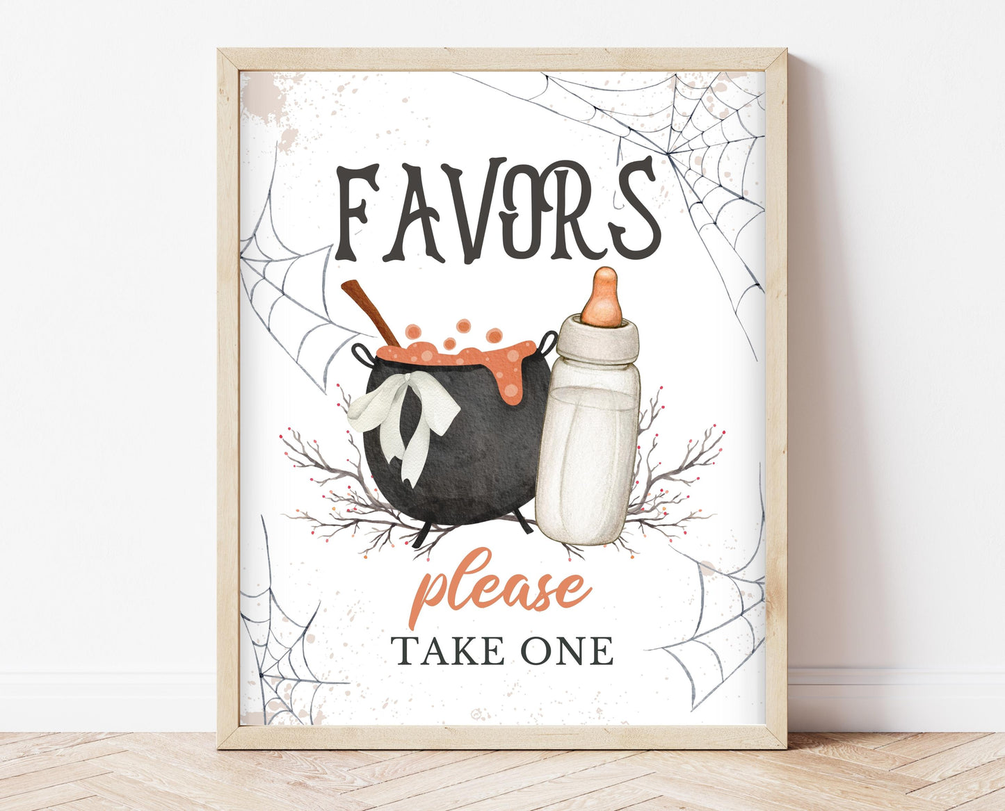 Favors Sign Halloween Baby Shower, Halloween Baby Shower Favors Sign, Printable Halloween Sign, A Baby Is Brewing Halloween, HBSC01
