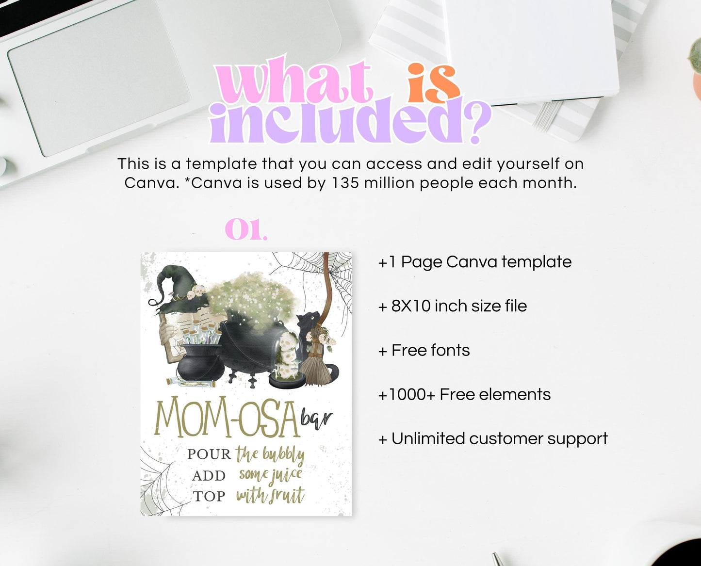 Mom-osa Sign Halloween Baby Shower, Witch Halloween Baby Shower Mimosa Sign, Printable Halloween Sign, A Baby Is Brewing Baby Shower, HBSC05