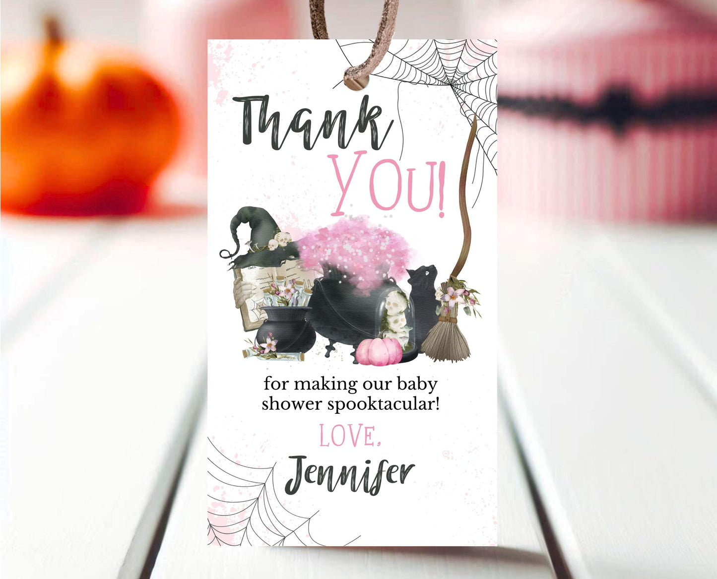 Editable Halloween Favor Tag, Halloween A Baby Is Brewing Baby Shower Favor Tag, Halloween Thank You Tag, Girl Halloween Baby Shower, HBSC06
