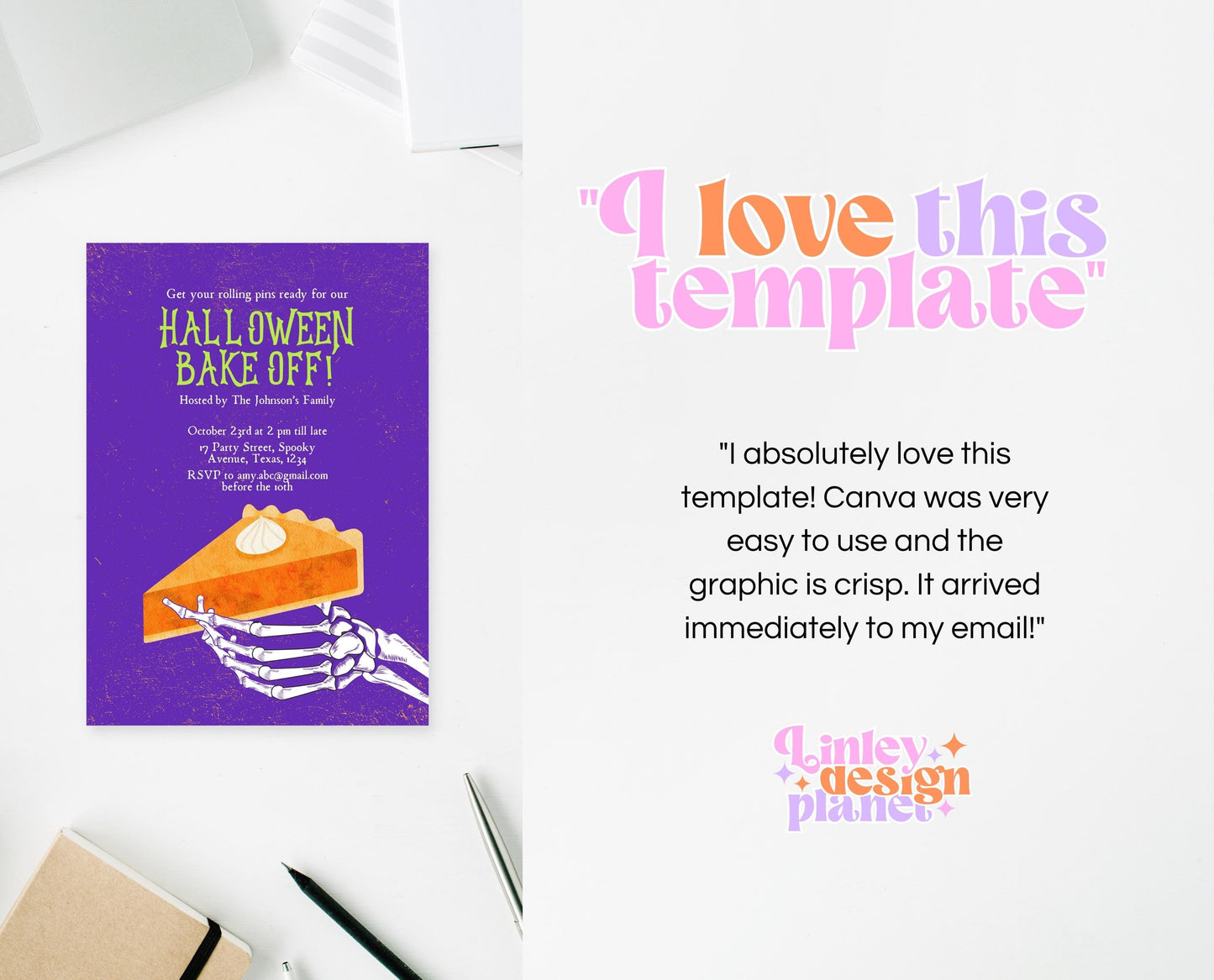 Editable Halloween Bake Off Invitation, Halloween Bake Sale Invite, Printable Halloween Pumpkin Pie Invite, Halloween Fundraiser Invitation