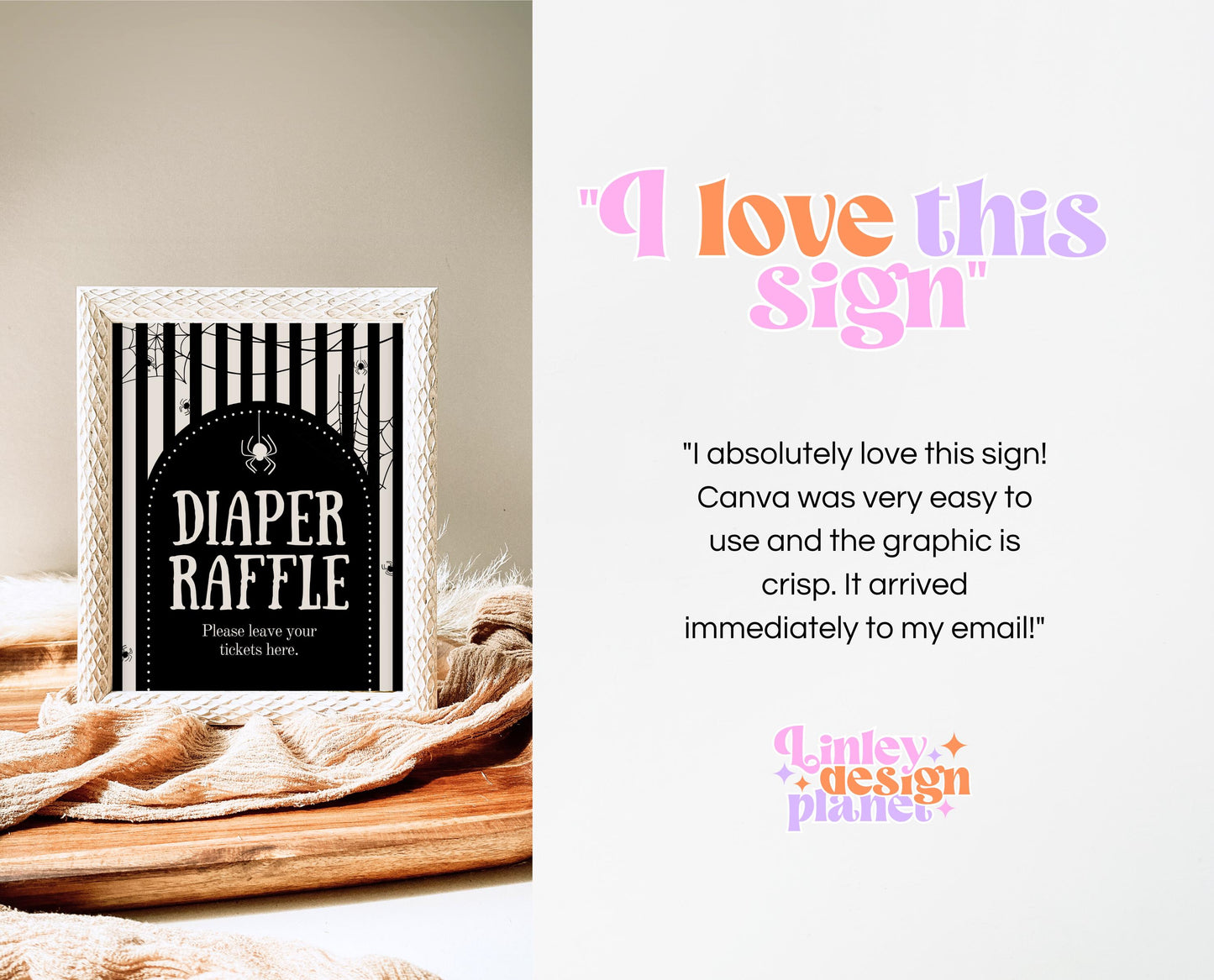 Diaper Raffle Sign Halloween Baby Shower, Halloween Baby Shower Game Sign, Printable Halloween Sign, Spider Halloween Baby Shower, HBSC02