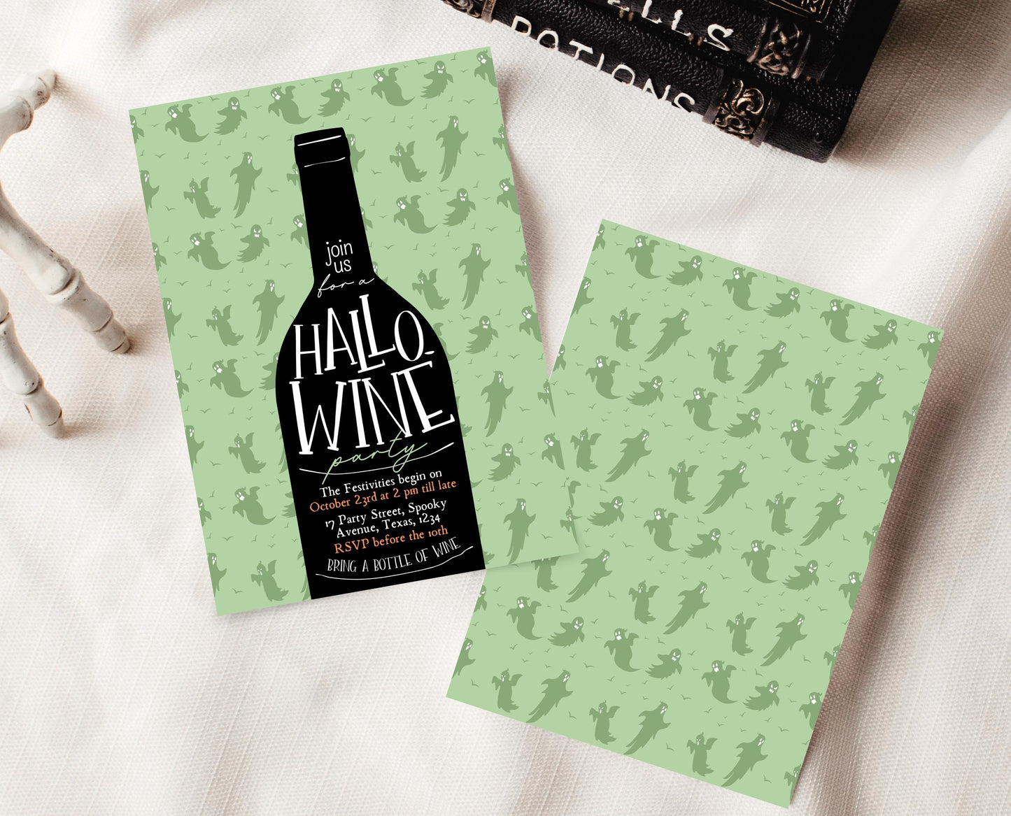 Editable Halloween Wine Invitation, Haunted House Party Invite, Hallo-wine, Printable Halloween Alcohol Invite, Halloween House Party Invite