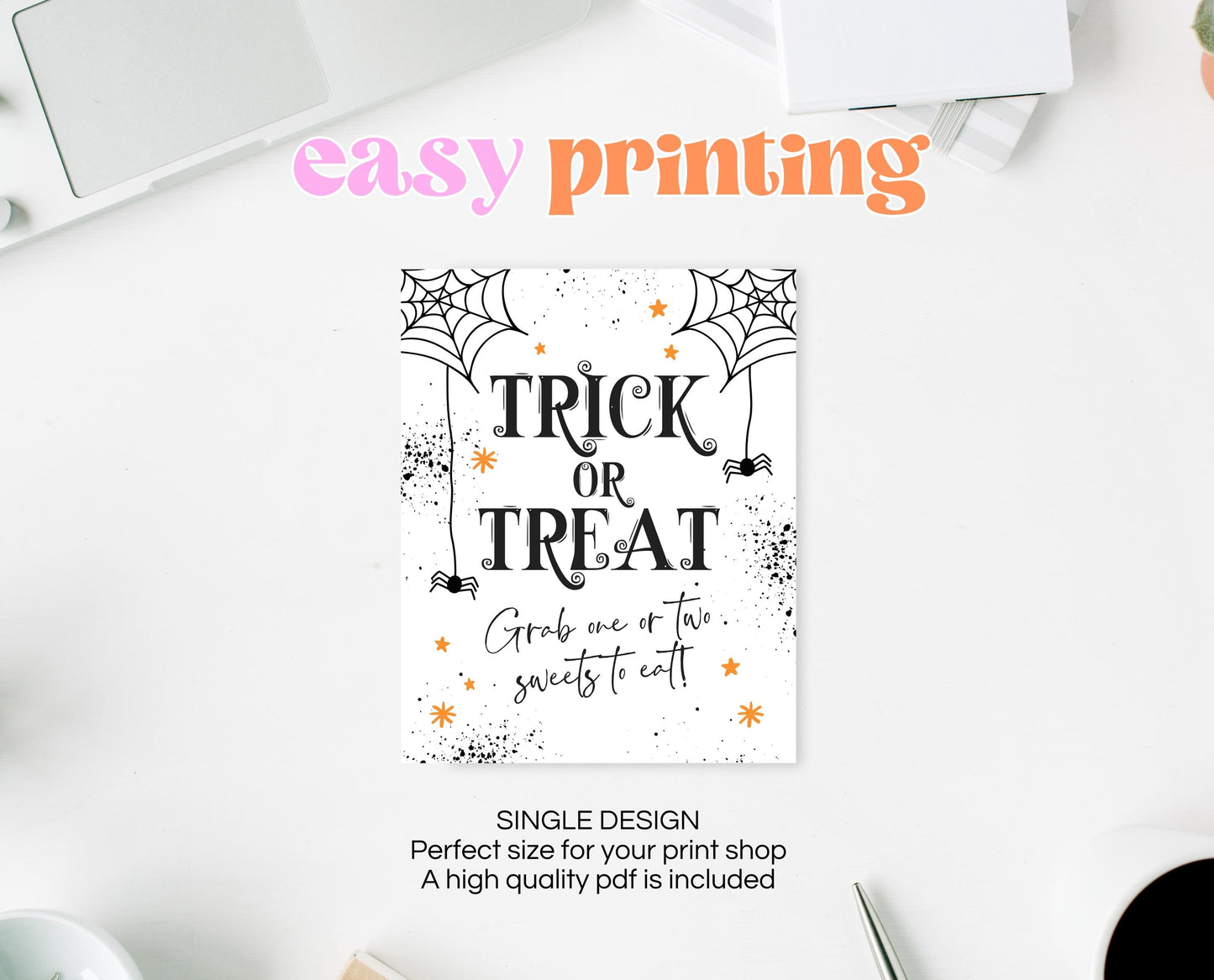Printable Please Take One Treat Sign, Halloween Trick-Or-Treat Sign, Passing Out Candy, Please Take a Treat Sign, Halloween Candy Sign