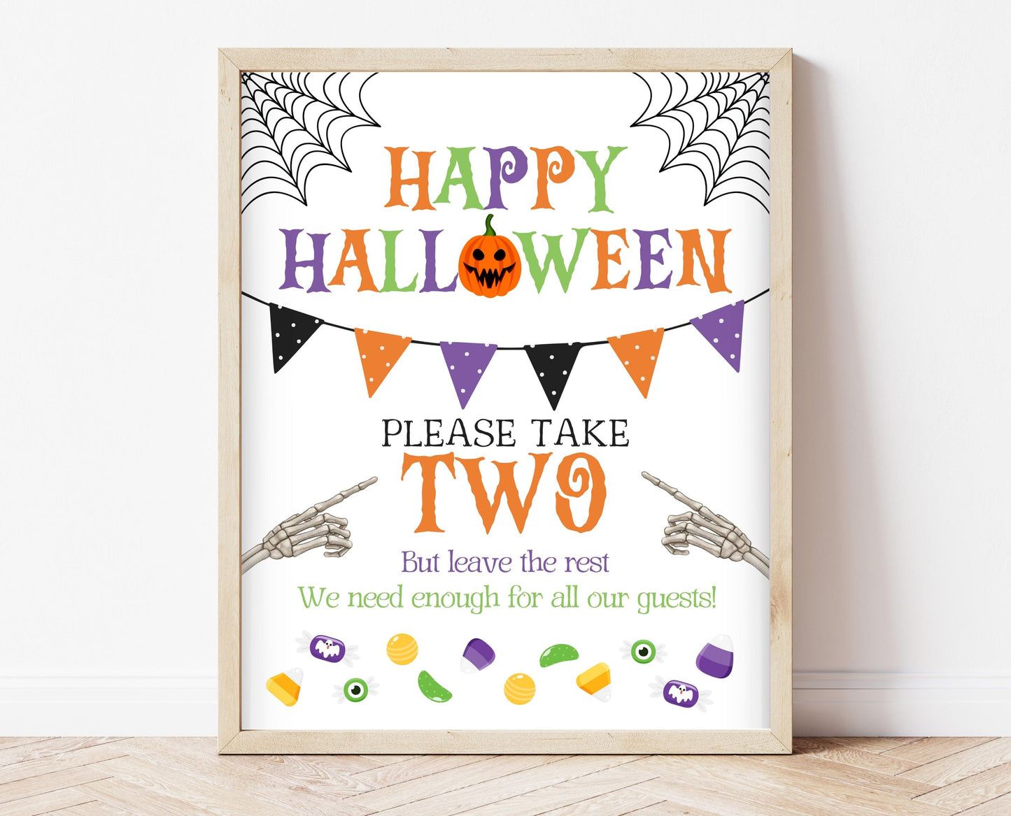 Please Take Two Treats Sign, Happy Halloween Trick-Or-Treat Sign, Passing Out Candy, Please Take a Treat, Halloween Candy Sign, Printable