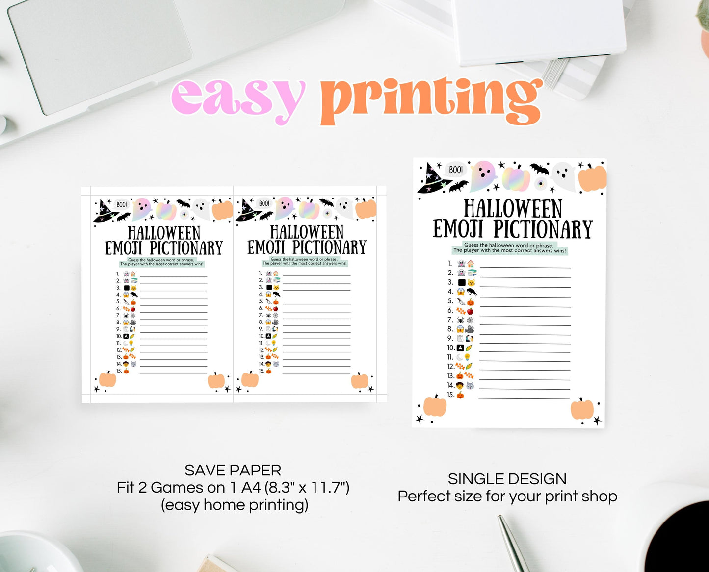 Halloween Emoji Pictionary Game Template, Halloween Emoji Game, Halloween Party Game, Printable Halloween Family Game, Instant Download