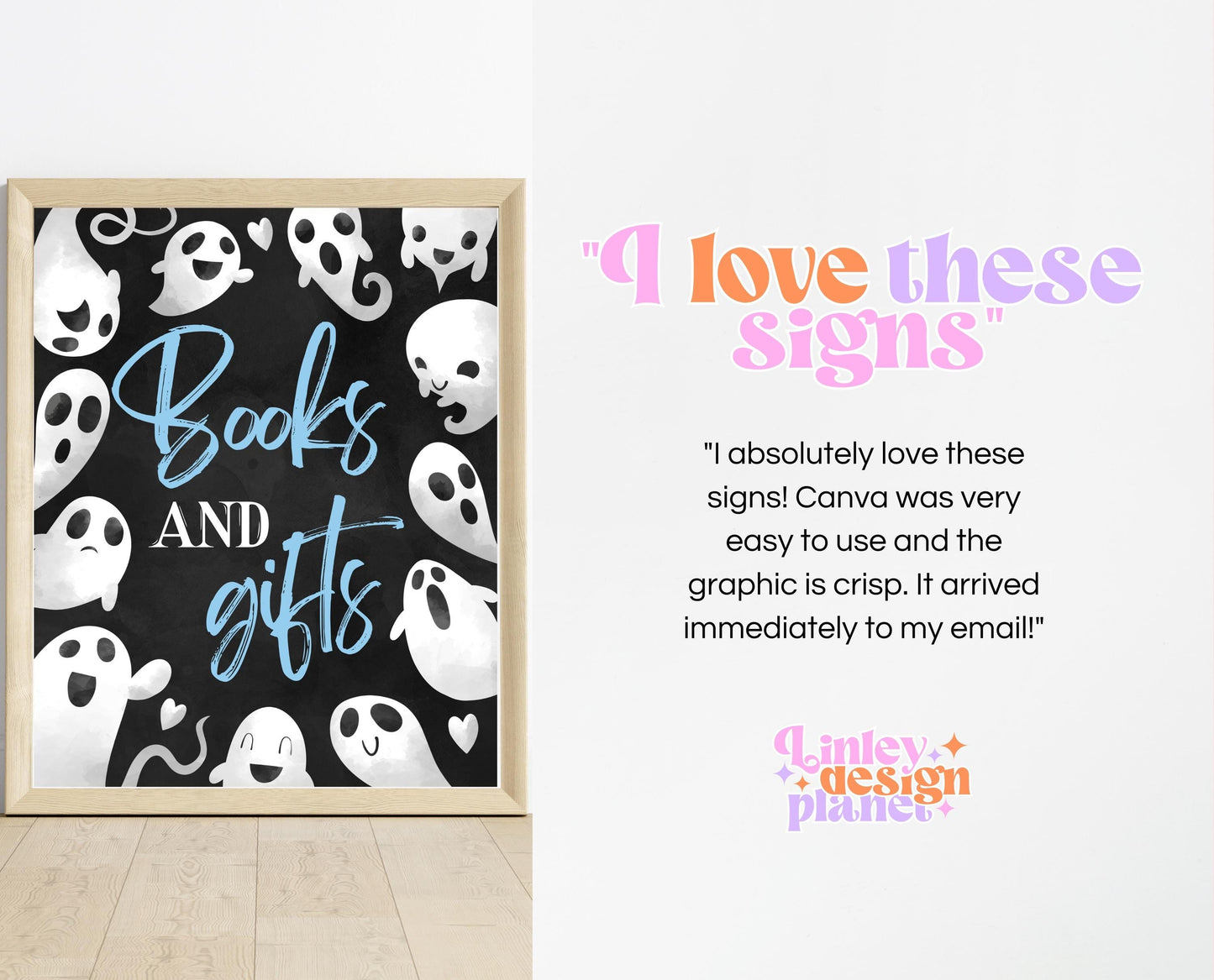 Editable Blue Ghost Halloween Baby Shower Sign Bundle, Boy Halloween Baby Shower Sign Set, Printable Halloween Sign, Halloween, HBSC03