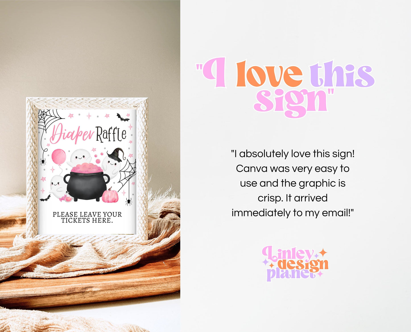 Diaper Raffle Sign Halloween Baby Shower, Pink Baby Shower Game, Printable Halloween Sign, A Little Boo Is Almost Due Baby Shower, HBSC08