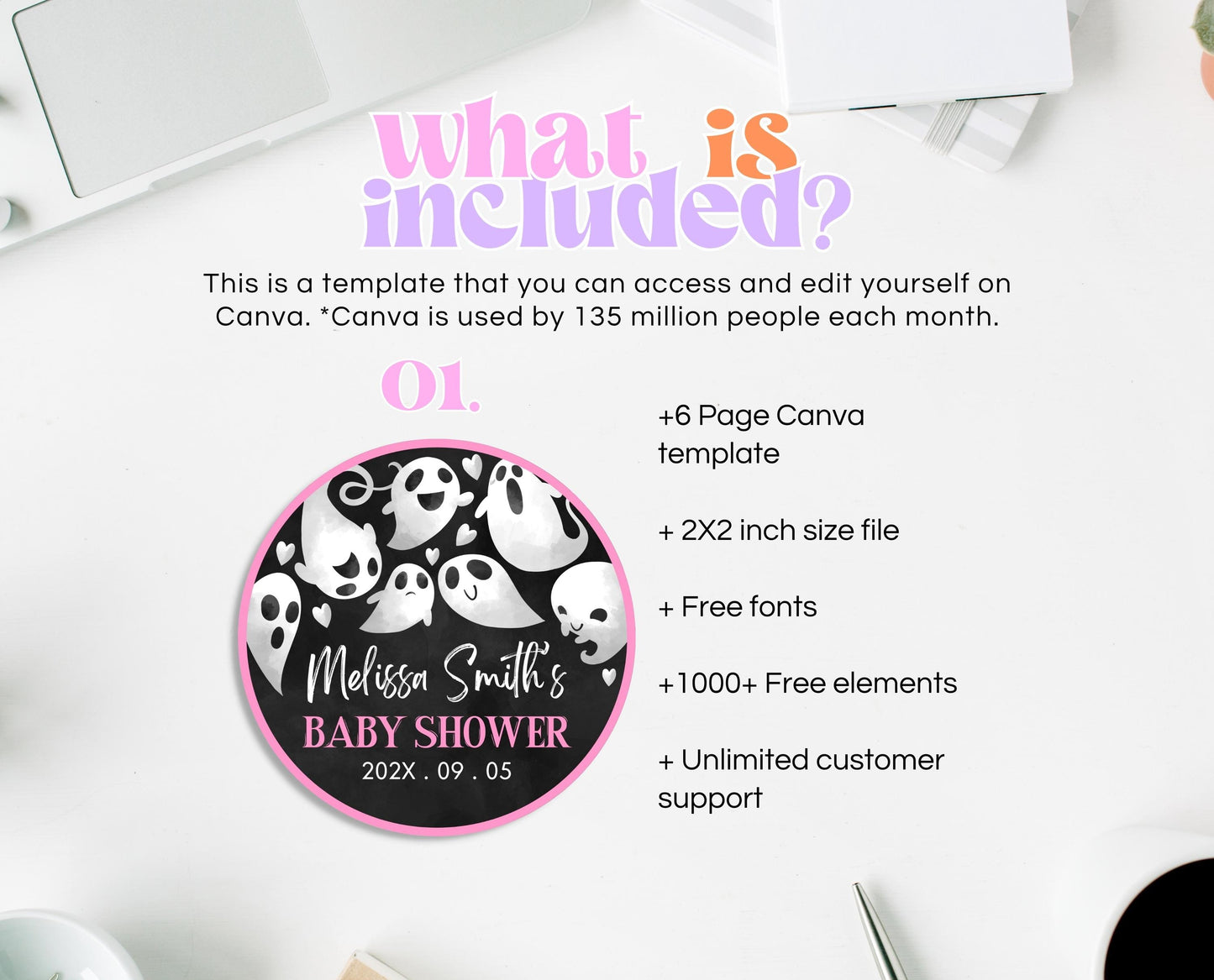 Editable Halloween Baby Shower Cupcake Toppers, Pink Girl Halloween Baby Shower Cake Toppers, A Little Boo Is Almost Due Baby Shower, HBSC04