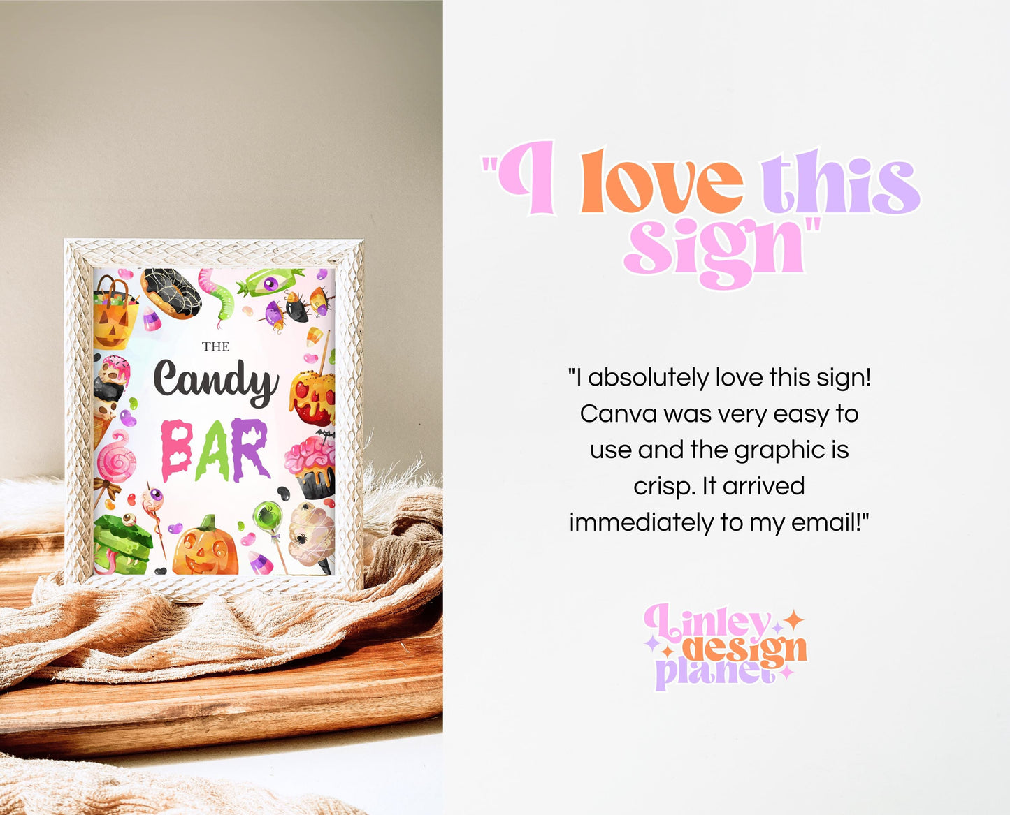 Candy Bar Sign Halloween Candy Birthday, Halloween Birthday Candy Sign, Sweets Sign, Pink And Orange Halloween Decor, Printable, CHBP01