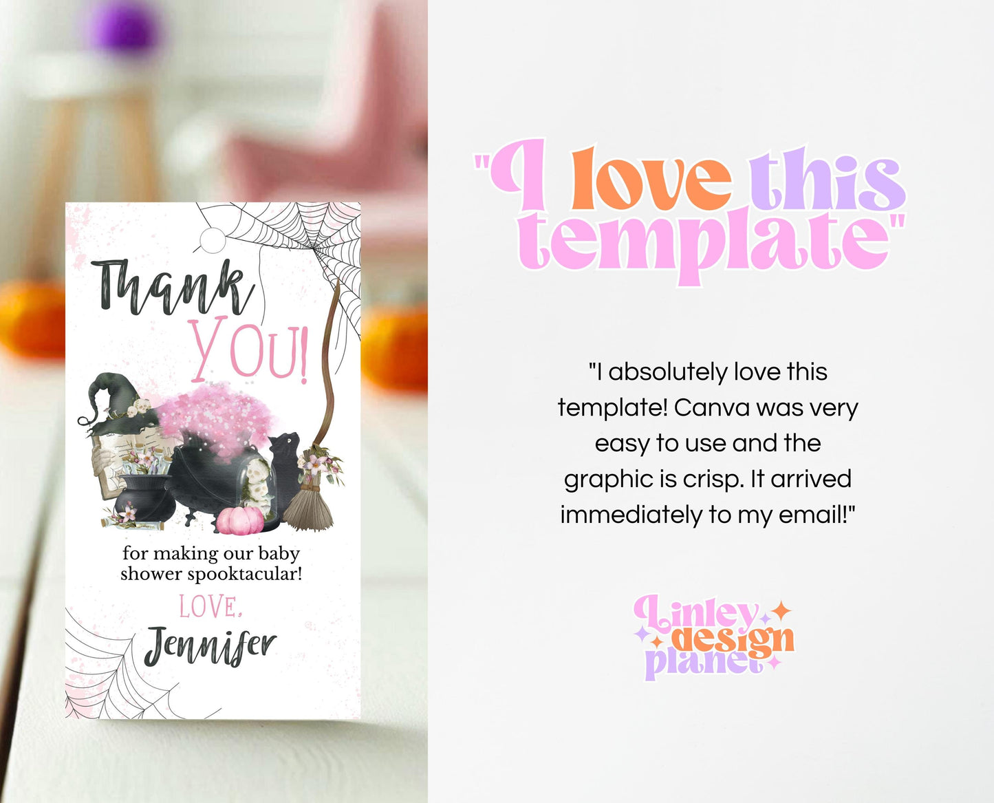 Editable Halloween Favor Tag, Halloween A Baby Is Brewing Baby Shower Favor Tag, Halloween Thank You Tag, Girl Halloween Baby Shower, HBSC06