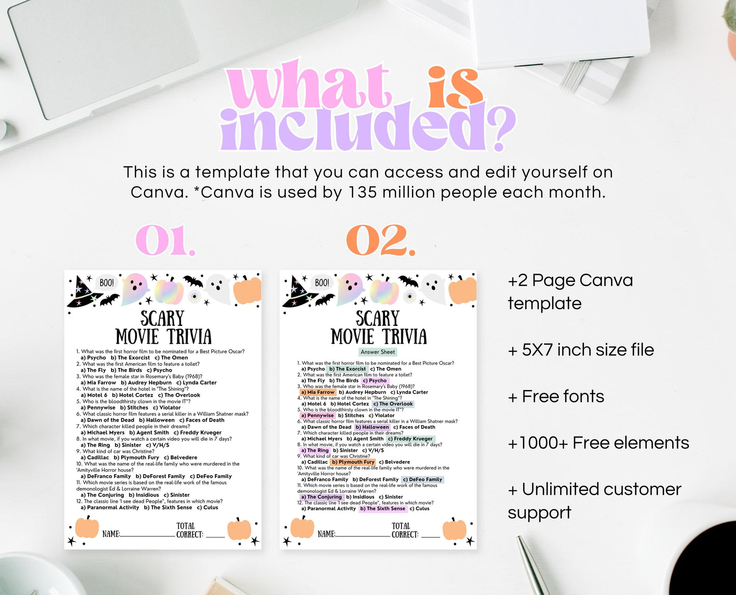 Halloween Scary Movie Trivia Game Template, Halloween Trivia, Halloween Party Game, Halloween Fun Games, Halloween Family Party Game