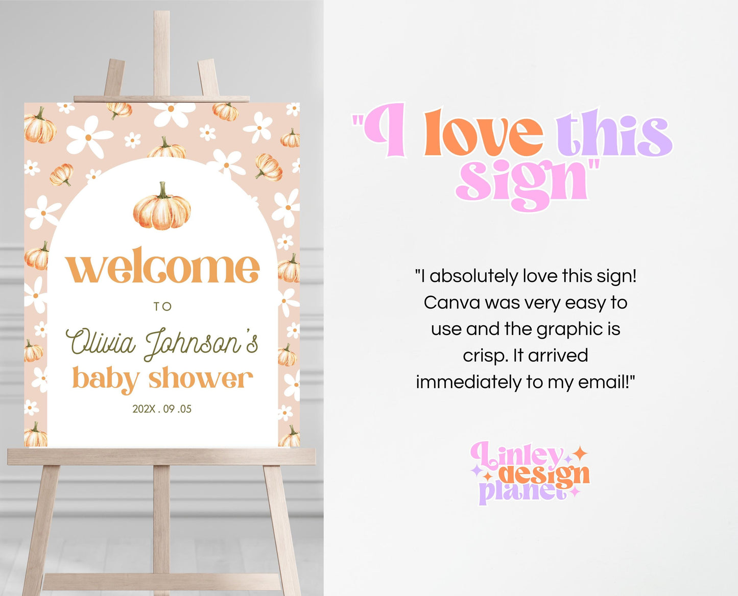 Editable A Little Pumpkin Baby Shower Welcome Sign, Fall Pumpkin Baby Shower Sign, Daisy Pumpkin Baby Shower, Boho Fall Baby Shower, FPBS06