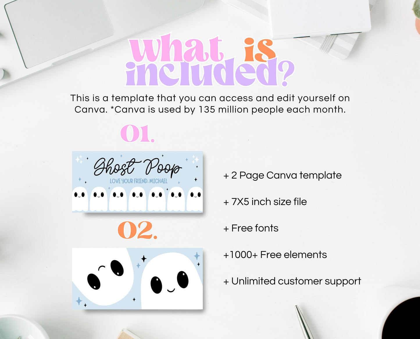 Editable Ghost Poop Bag Topper, Blue Boy Ghost Favor Tag, Trick or Treat Kids School Gift, Blue Marshmallows Bag Label, Template, Printable