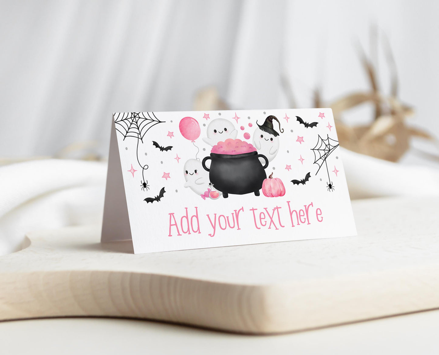 Editable A Little Boo Is Almost Due Baby Shower Food Label, Pink Girl Baby Shower Tent Cards, Halloween Baby Shower Food Cards, HBSC08