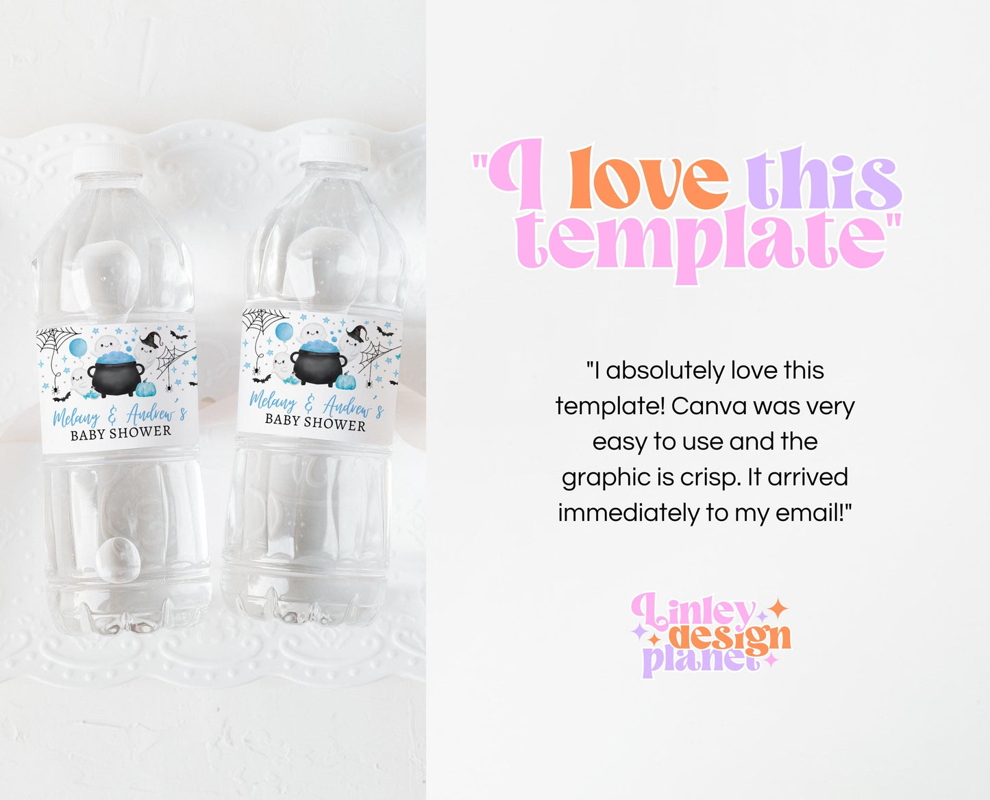 Editable A Little Boo Is Almost Due Baby Shower Water Bottle Label, Boy Baby Shower Labels, Halloween Baby Shower Bottle Sticker, HBSC09