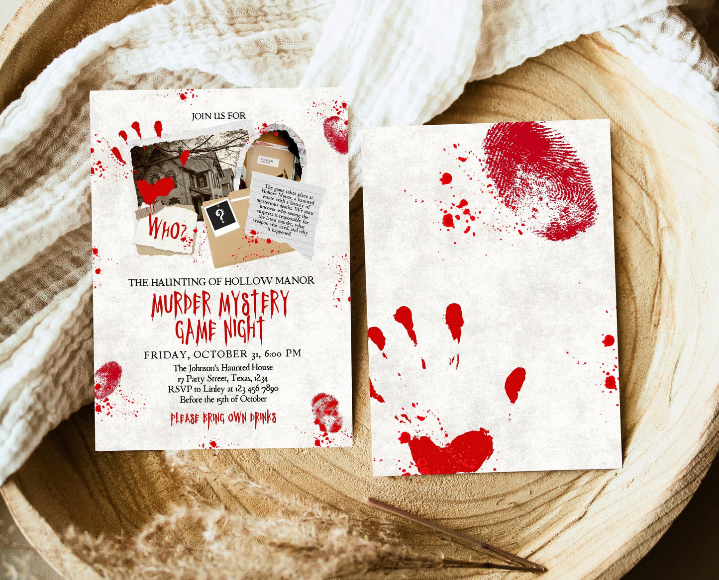Editable Halloween Murder Mystery Game Night Invitation, Halloween Party Invitation, Murder Mystery Invite, Halloween Game Night Invitation