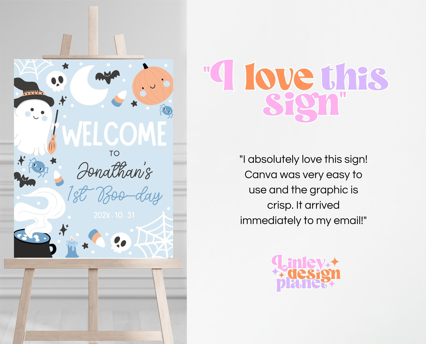 Editable Blue Halloween Birthday Welcome Sign, Halloween Party Welcome Poster, Ghouls Party, Blue Halloween Sign, Instant Download, PHBP05