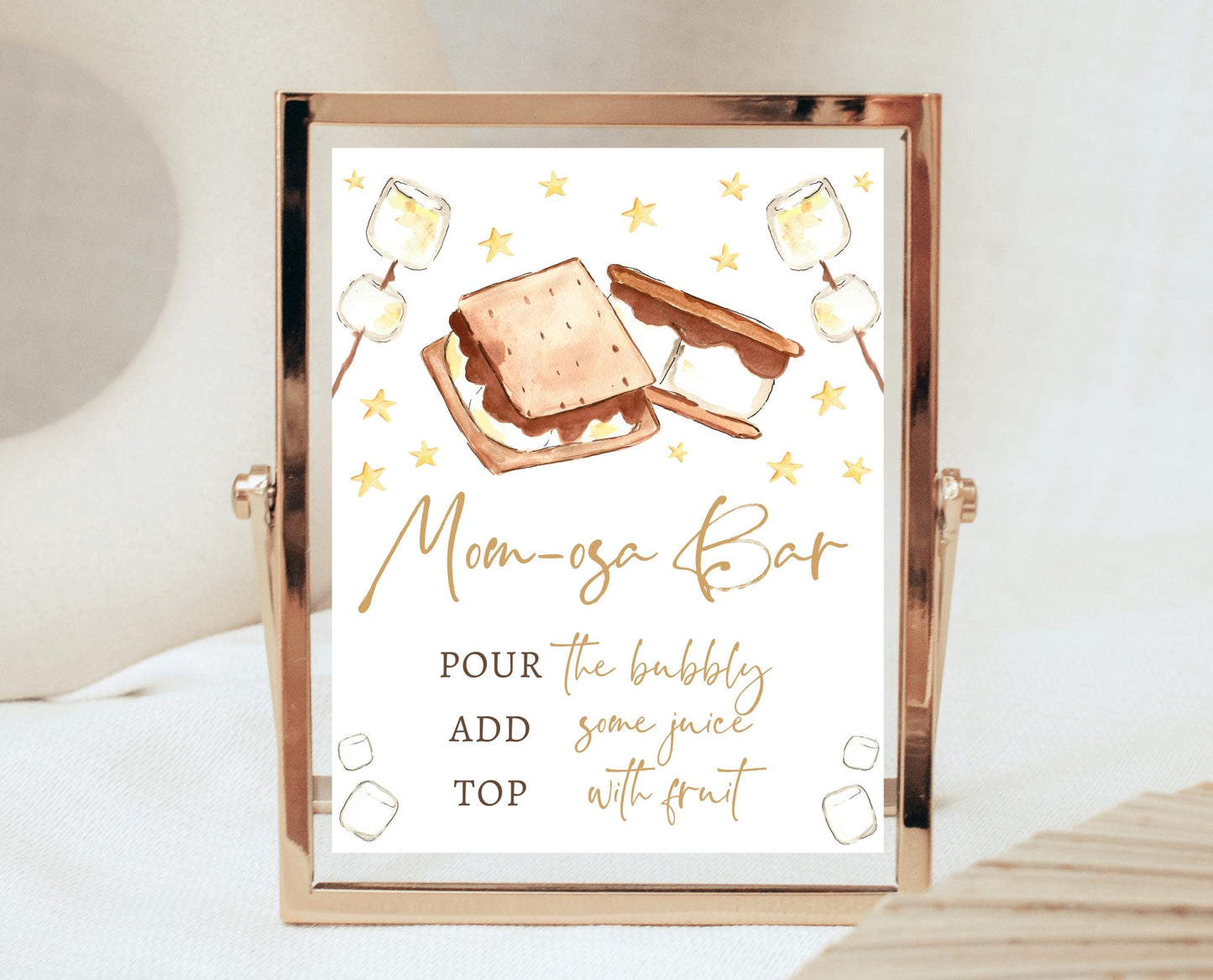 Momosa Bar Sign S'more to Love Baby Shower, S'mores Baby Shower Mimosa Bar Sign, Fall S'more Fun Baby Shower Decor, Mimosa Sign, FPBS05