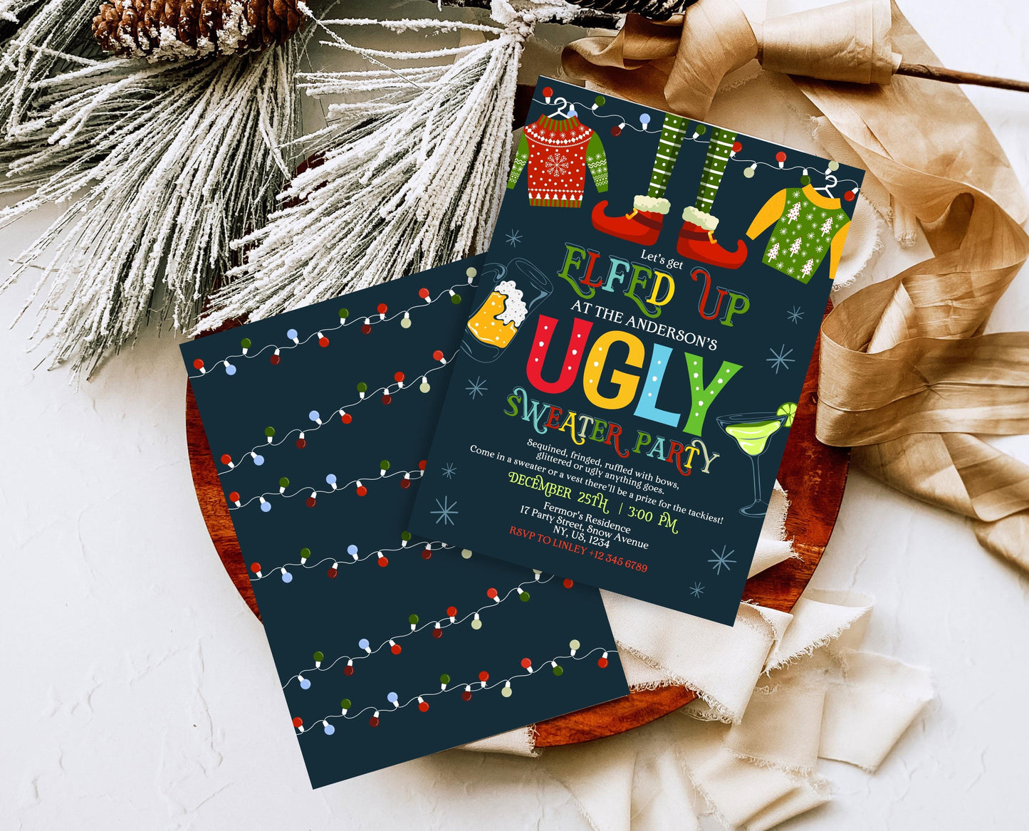 Ugly Sweater Party Invitation Template, Christmas Ugly Sweater Invite, Ugly Sweater Party, Elfed Up Ugly Sweater Party, Instant Download