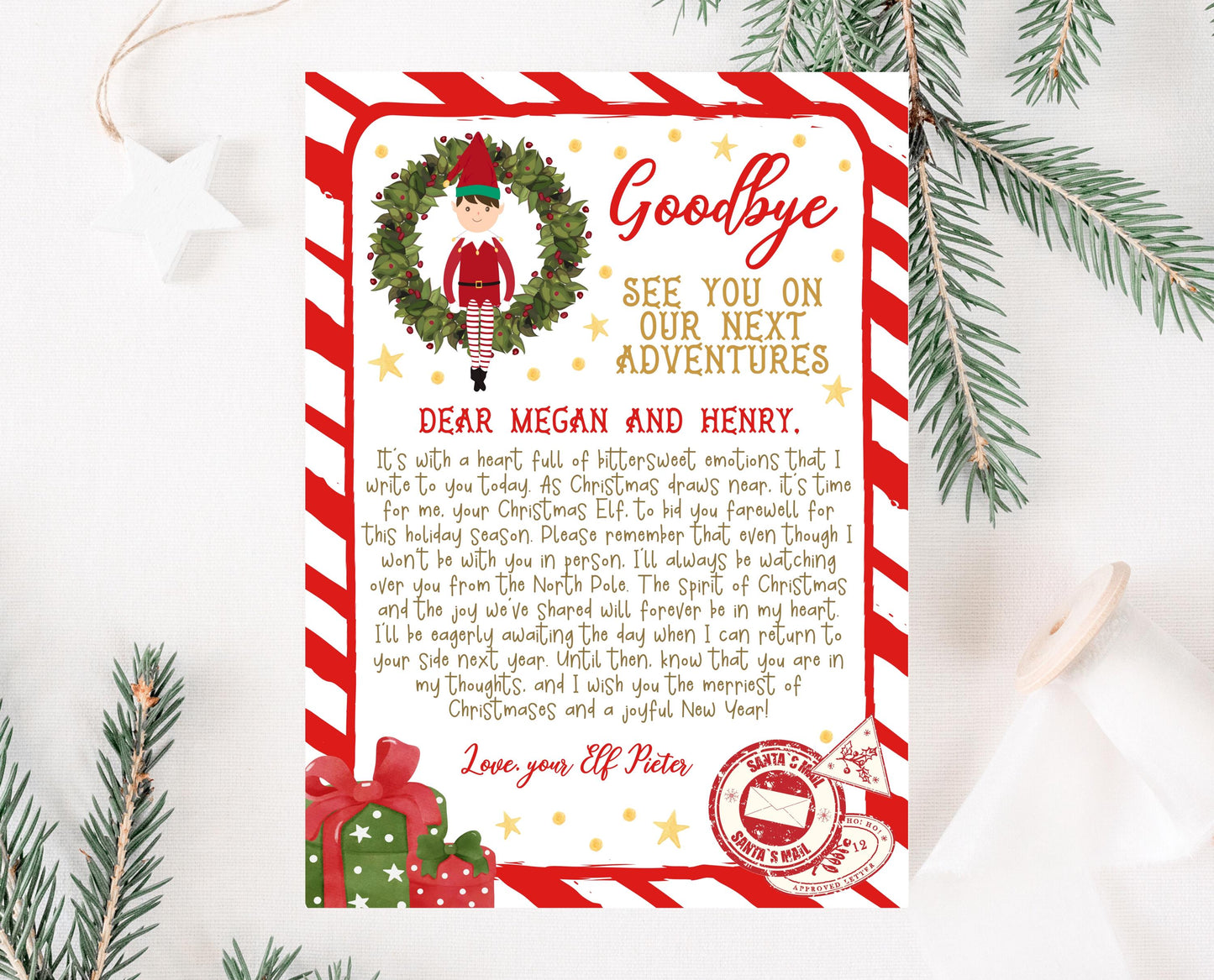 Editable Elf Goodbye Letter, Siblings Elf Letter, Christmas Elf Letter Farewell Letter, Printable Elf Goodbye Letter, Elf letter, CEC02
