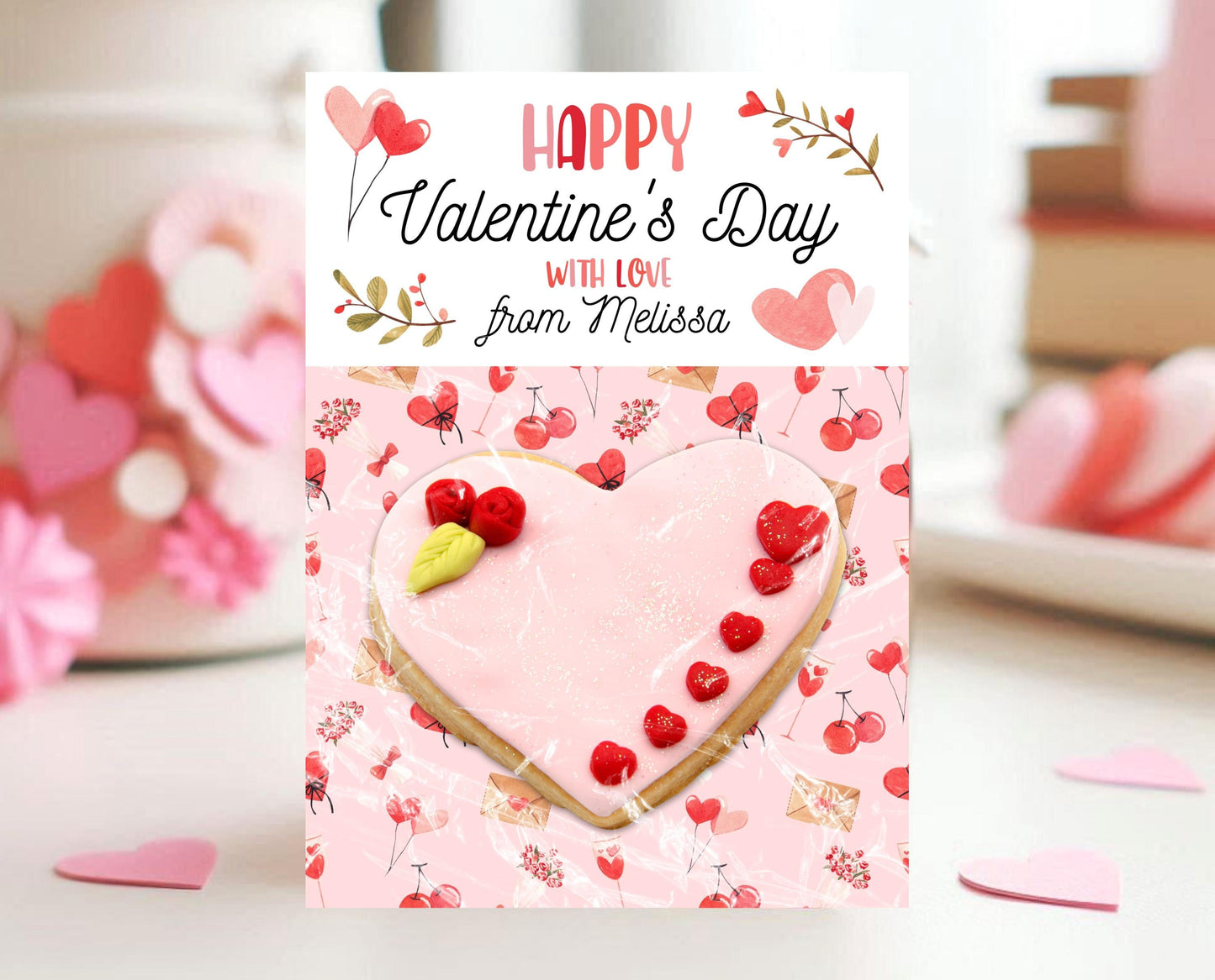 Editable Valentine's Day Cookie Card, Valentine's Day Cookie Holder, Cookie Card, Cookie Gift Tag, Printable, Template, Instant Download