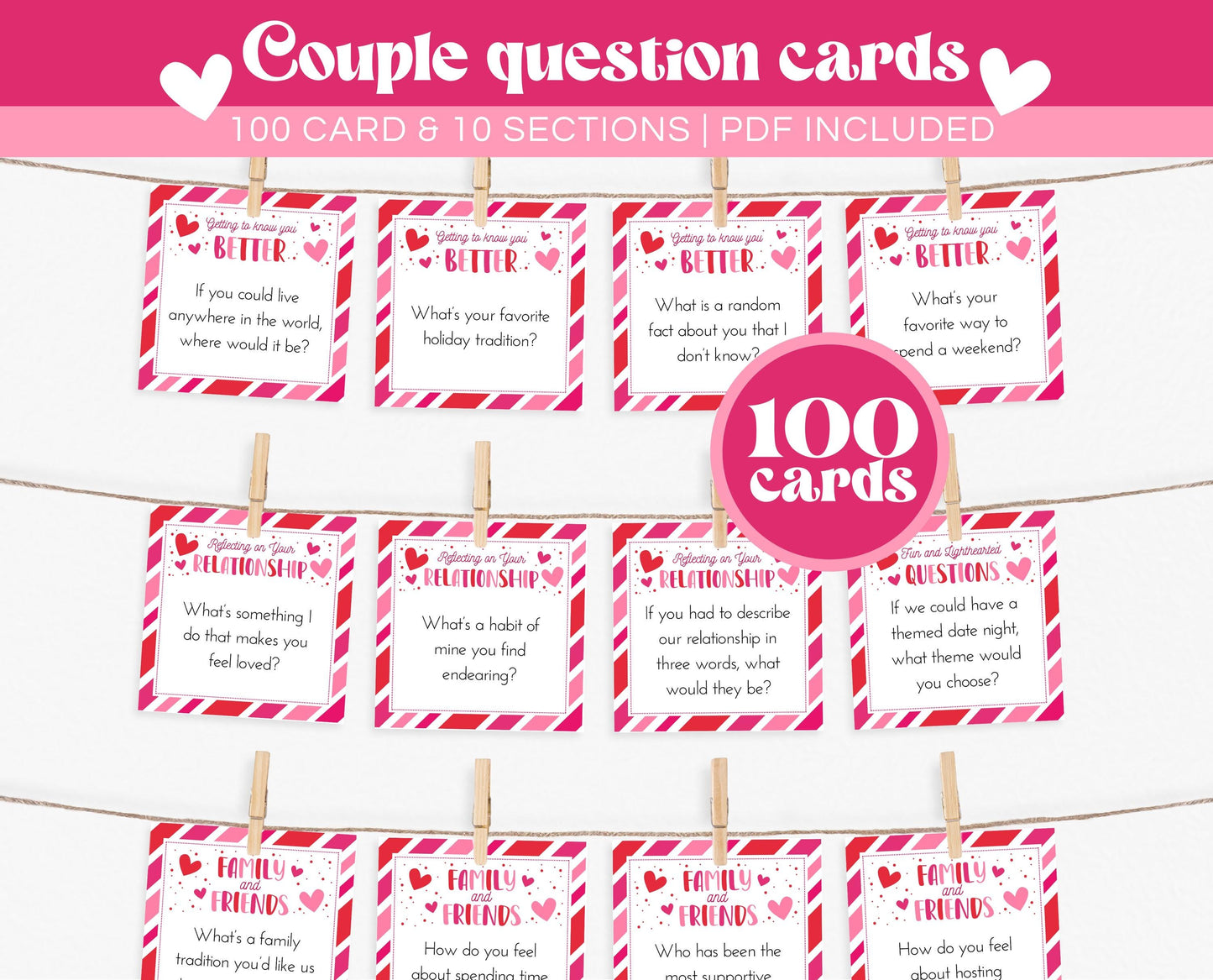 Couple Question Cards, Conversation Starters Cards, Date Night Cards, Romantic Anniversary Gift, Valentines Games, Relationship Cards Games