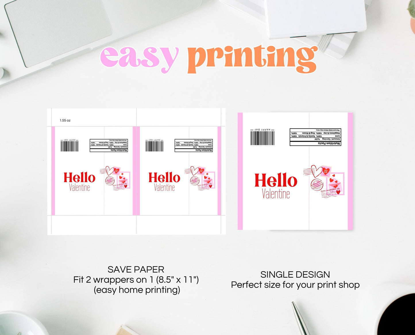 Editable Valentine's Day Chocolate Wrapper, Hello Valentine Chocolate Wrapper, Classroom Valentine's Treat, Friend Valentine Gift, Printable