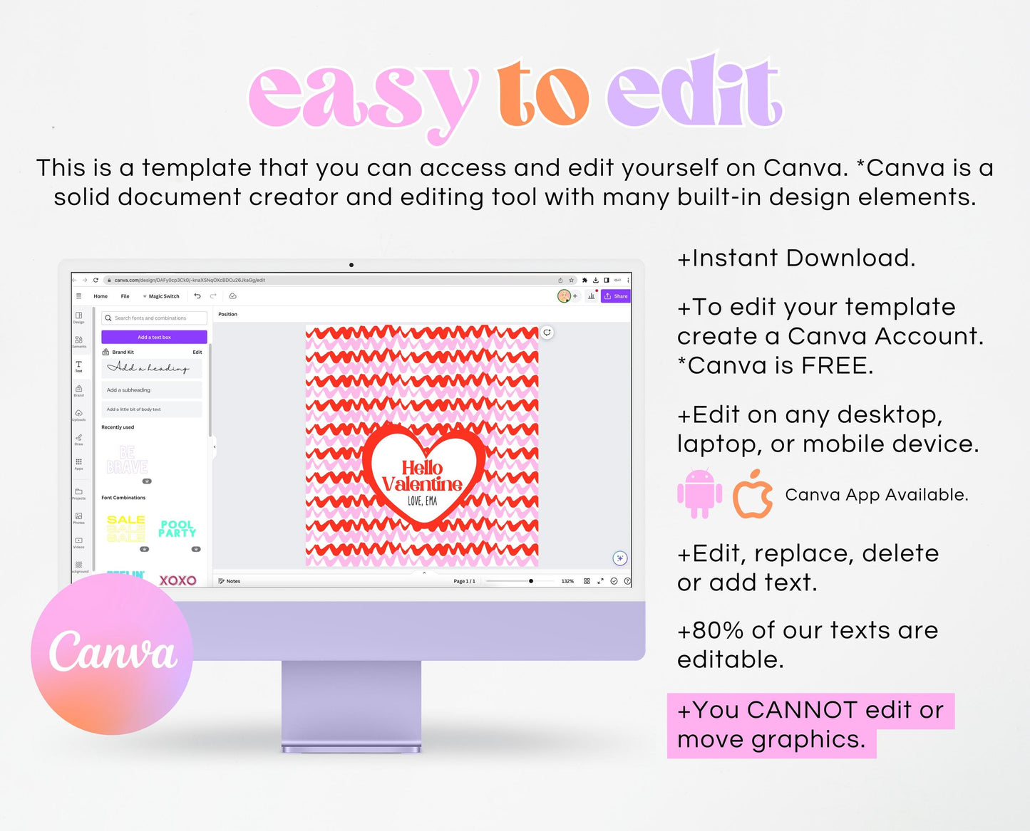 Editable Valentine's Day Chocolate Wrapper, Pink Red Heart Chocolate Wrapper, Classroom Valentine's Treat, Friend Valentine Gift, Printable