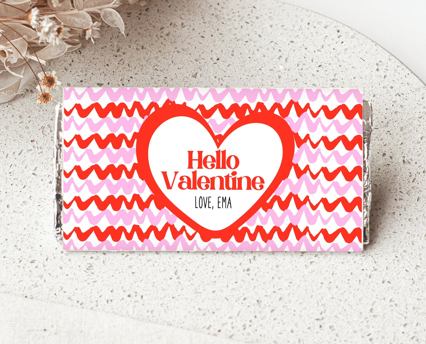 Editable Valentine's Day Chocolate Wrapper, Pink Red Heart Chocolate Wrapper, Classroom Valentine's Treat, Friend Valentine Gift, Printable