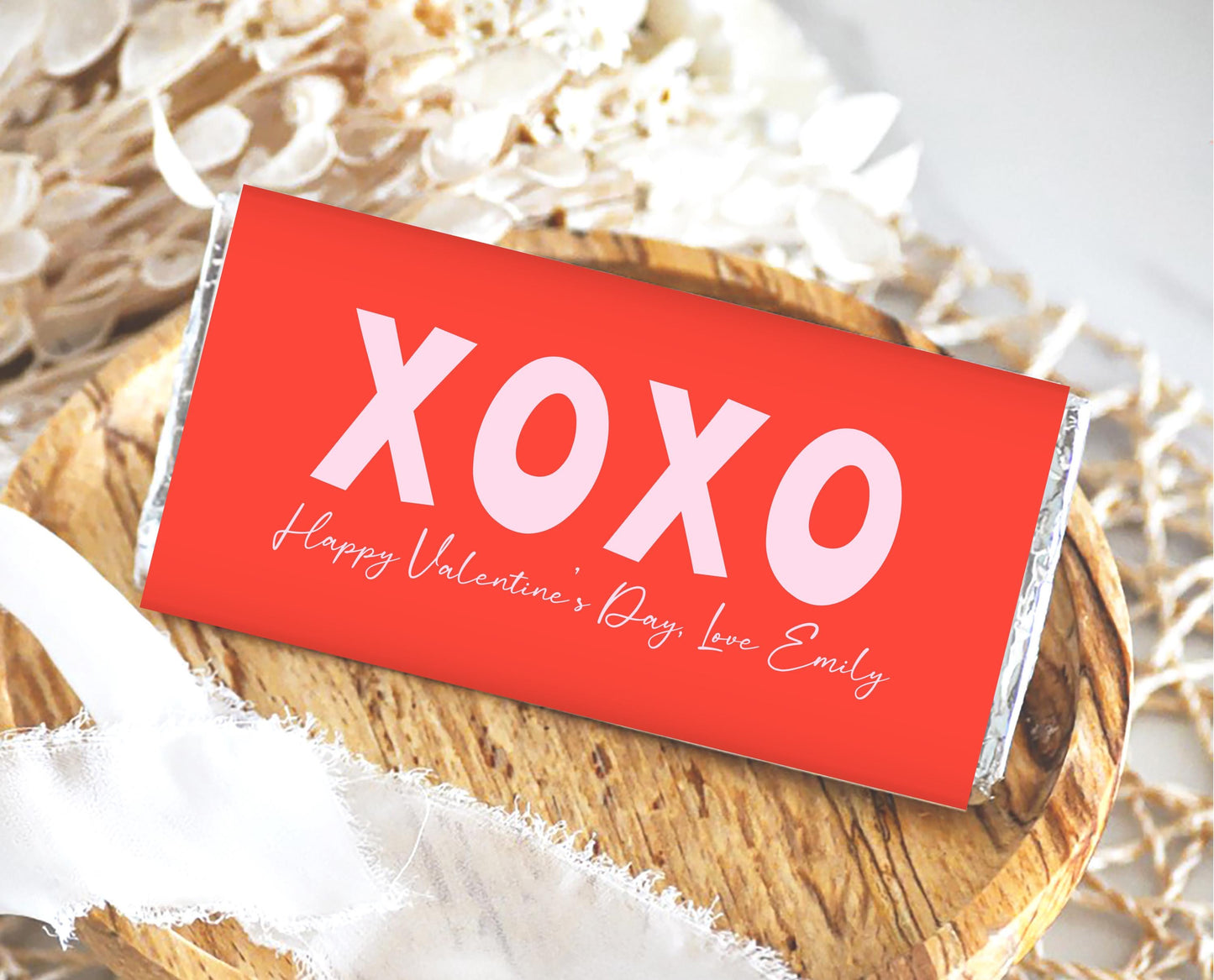 Editable Valentine's Day Chocolate Wrapper, Pink Red XOXO Chocolate Wrapper, Classroom Valentine's Treat, Friend Valentine Gift, Printable