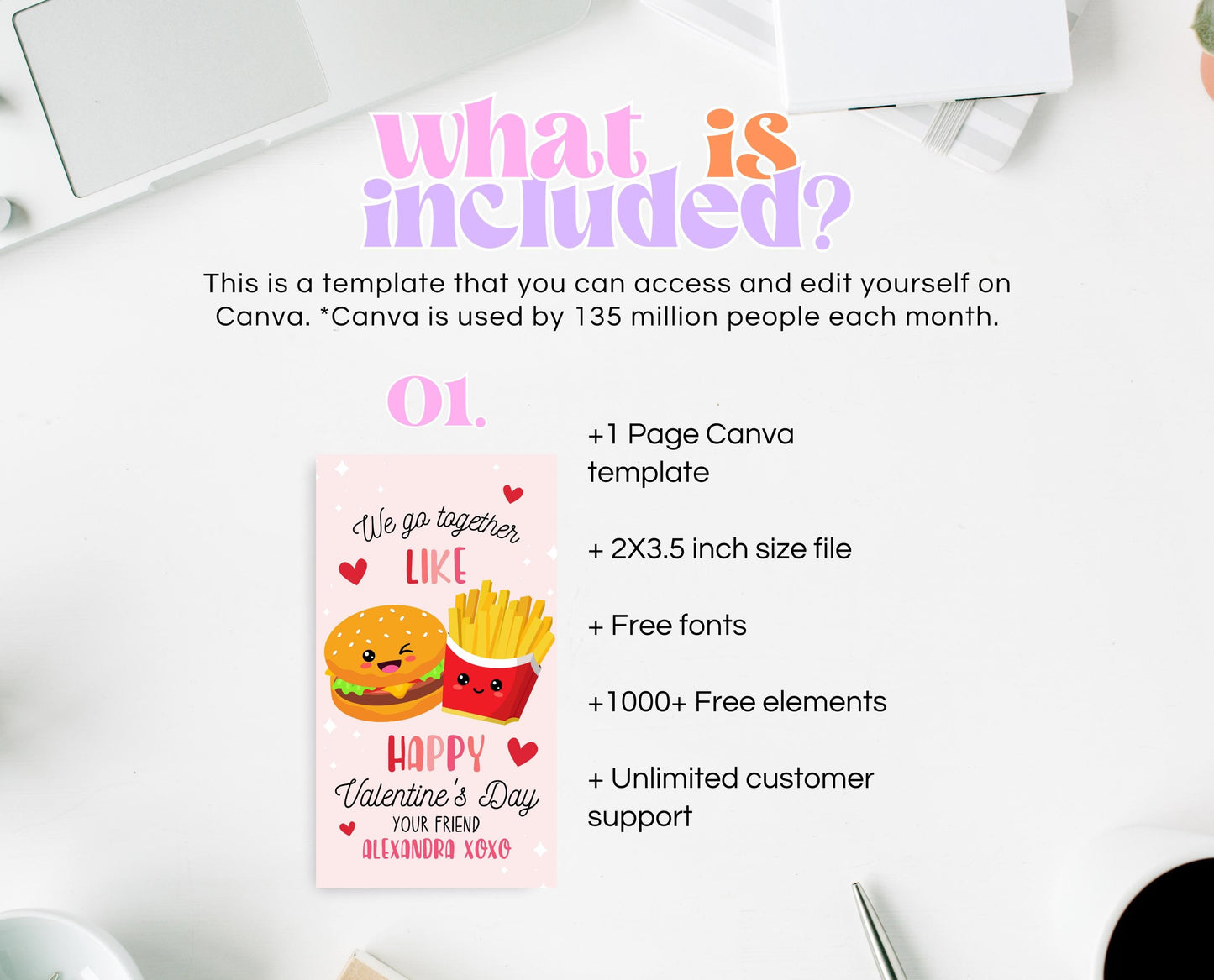 Editable Valentine Gift Tag, Burger And Fries Valentine Gift Tags, School Valentine Cards, Printable, Burger And Fries Tag, Instant Download