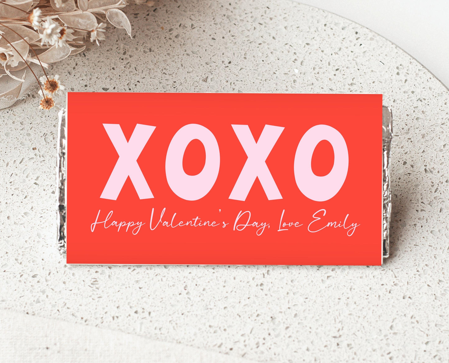 Editable Valentine's Day Chocolate Wrapper, Pink Red XOXO Chocolate Wrapper, Classroom Valentine's Treat, Friend Valentine Gift, Printable