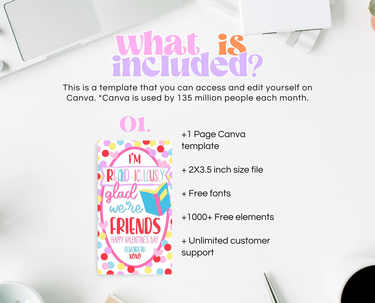 Editable Book Valentine's Day Gift Tag, I'm READ-iculously Glad We're Friends, School Friend Valentines Tag, Valentines Gift Tags, Printable