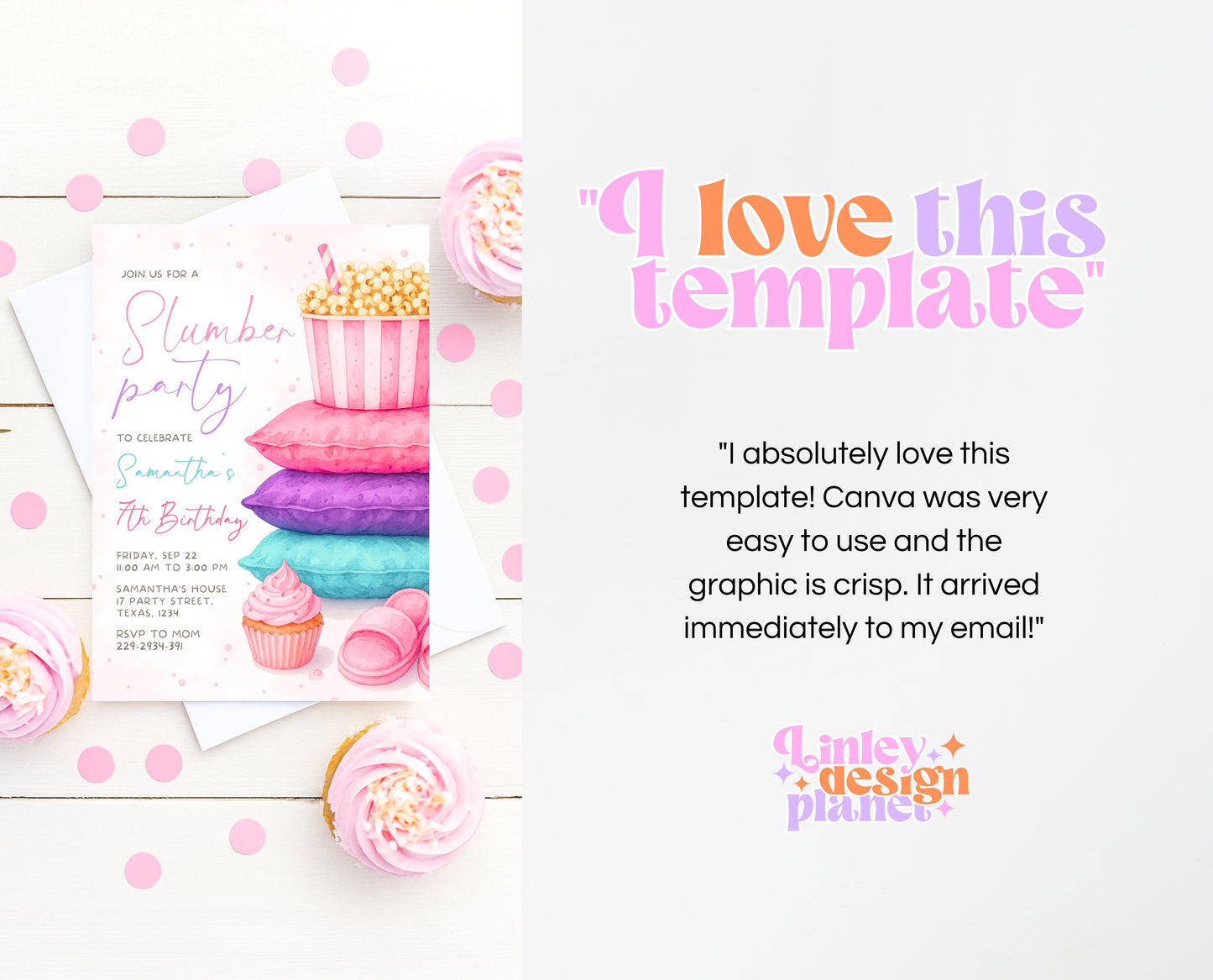 Editable Slumber Birthday Invitation Pink Glamping Spa Sleepover Party Movie Night Tween Teen Printable Template Instant Download GBP52