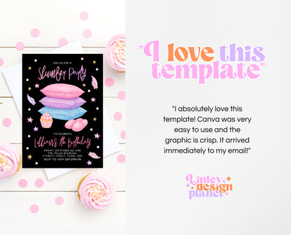 Editable Slumber Birthday Invitation Pink Glamping Spa Sleepover Party Movie Night Tween Teen Printable Template Instant Download GBP53