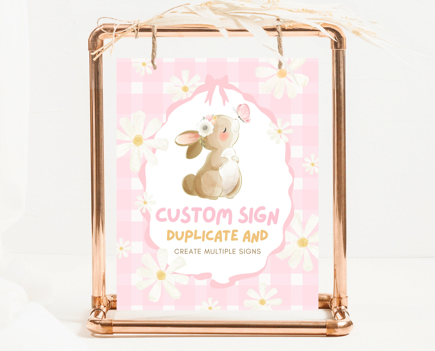 Editable Bunny Birthday Custom Sign, Rabbit Birthday Party, Hop On Over Bunny Birthday Sign, Spring Birthday, Rabbit Custom Banner, EPC19