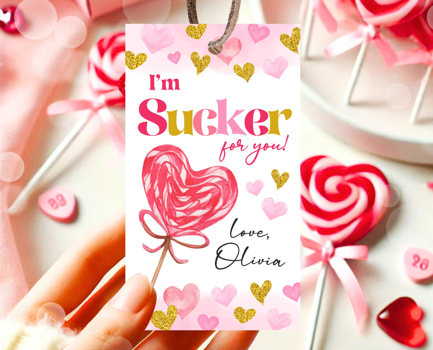 Editable Lollipop Valentines Tag, Valentine's Day Gift Tag, You Make My Heart Pop, Sucker Kids School Classroom, Printable, Instant Download