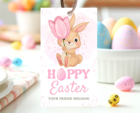 Editable Happy Easter Gift Tag, Hoppy Easter Gift Tag, Easter Friend Tag, Teacher Classroom Tag, Easter Treat Gift Tag, Instant Download